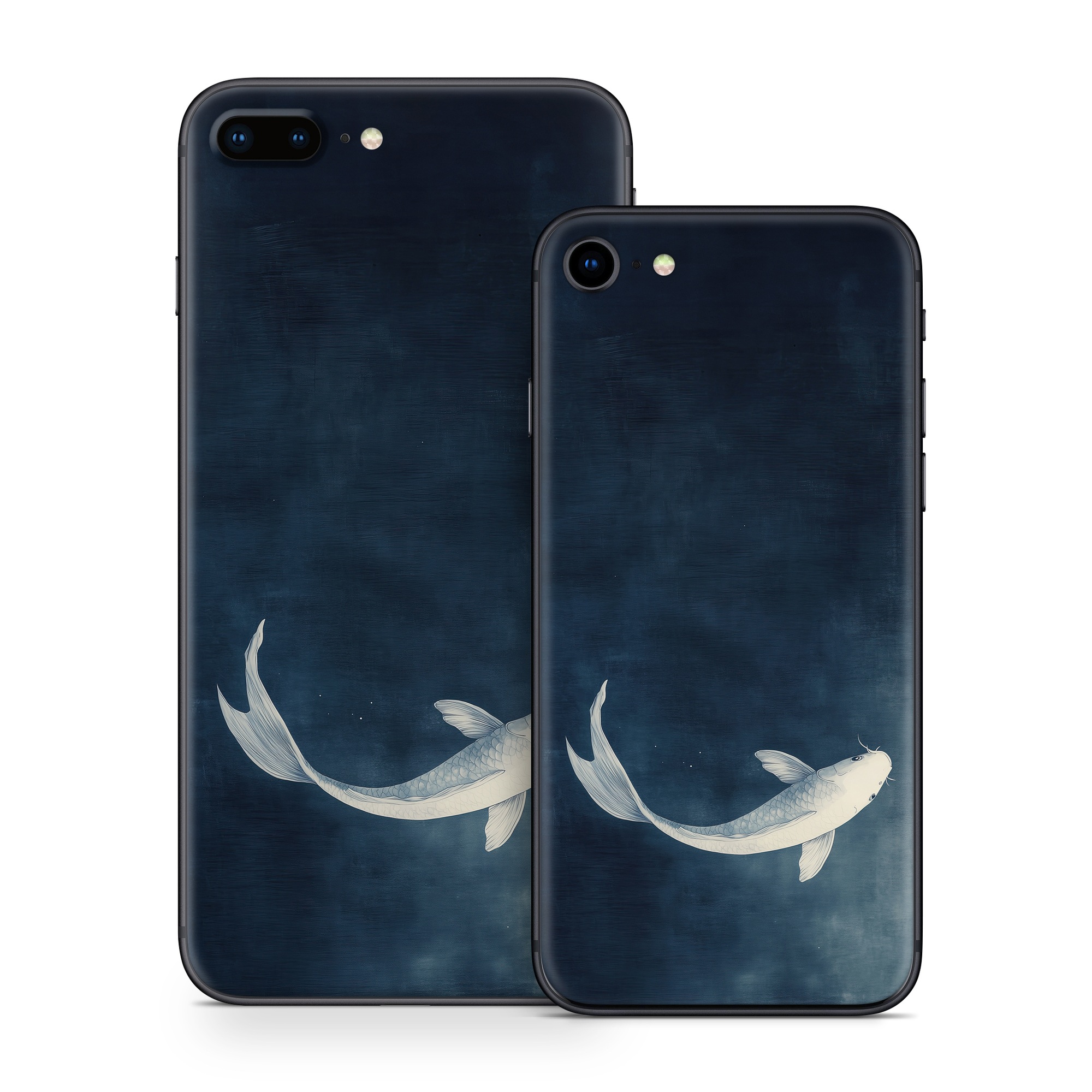 iPhone 8 Series Skin design of Water, Liquid, Art, Wing, Beak, Feather, Seabird, Electric blue, Fish, Tail, with black, blue, white, gray colors