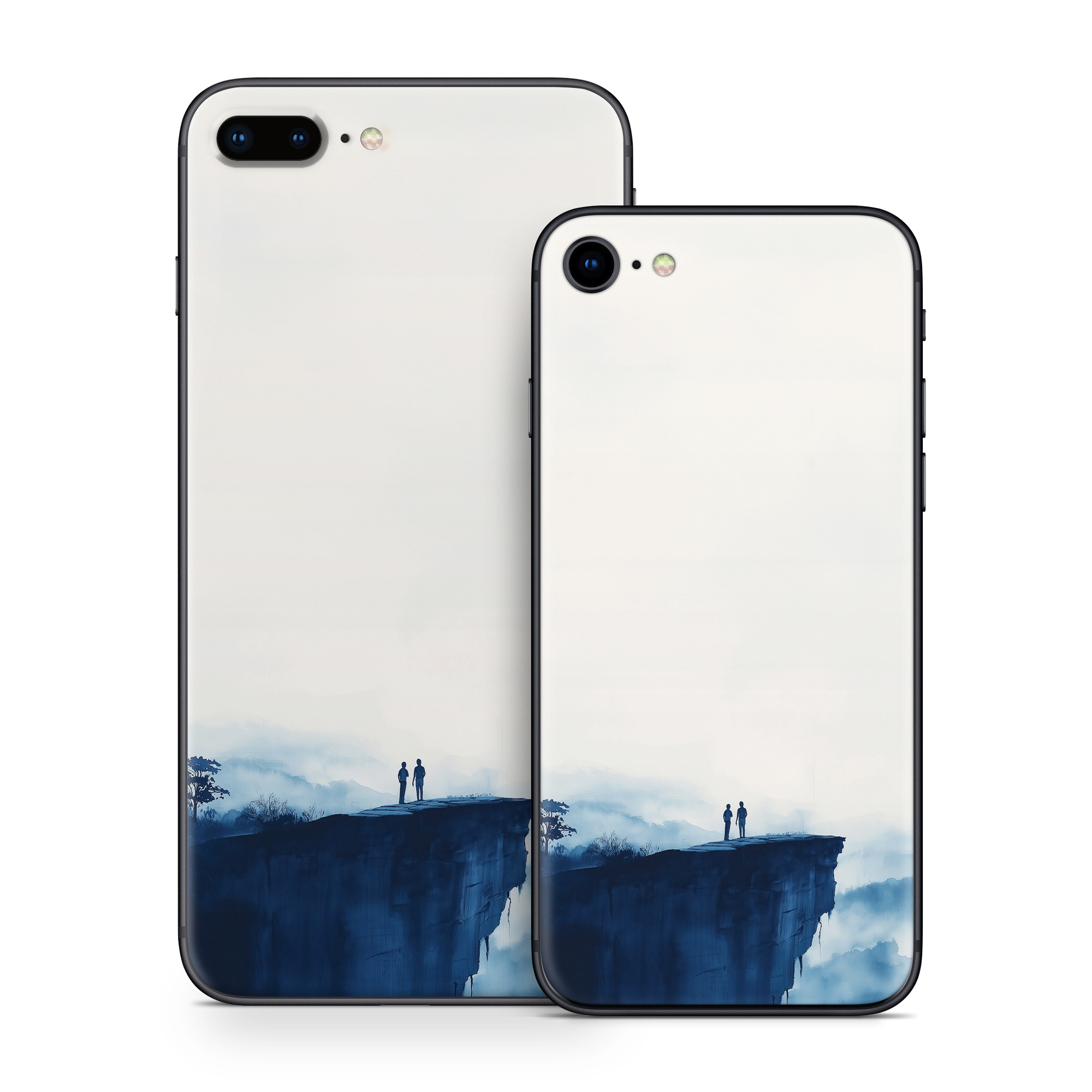 iPhone 8 Series Skin design of Cloud, Water, Sky, Slope, Mountain, Terrain, People in nature, Horizon, Landscape, Calm, with black, blue, white, gray colors