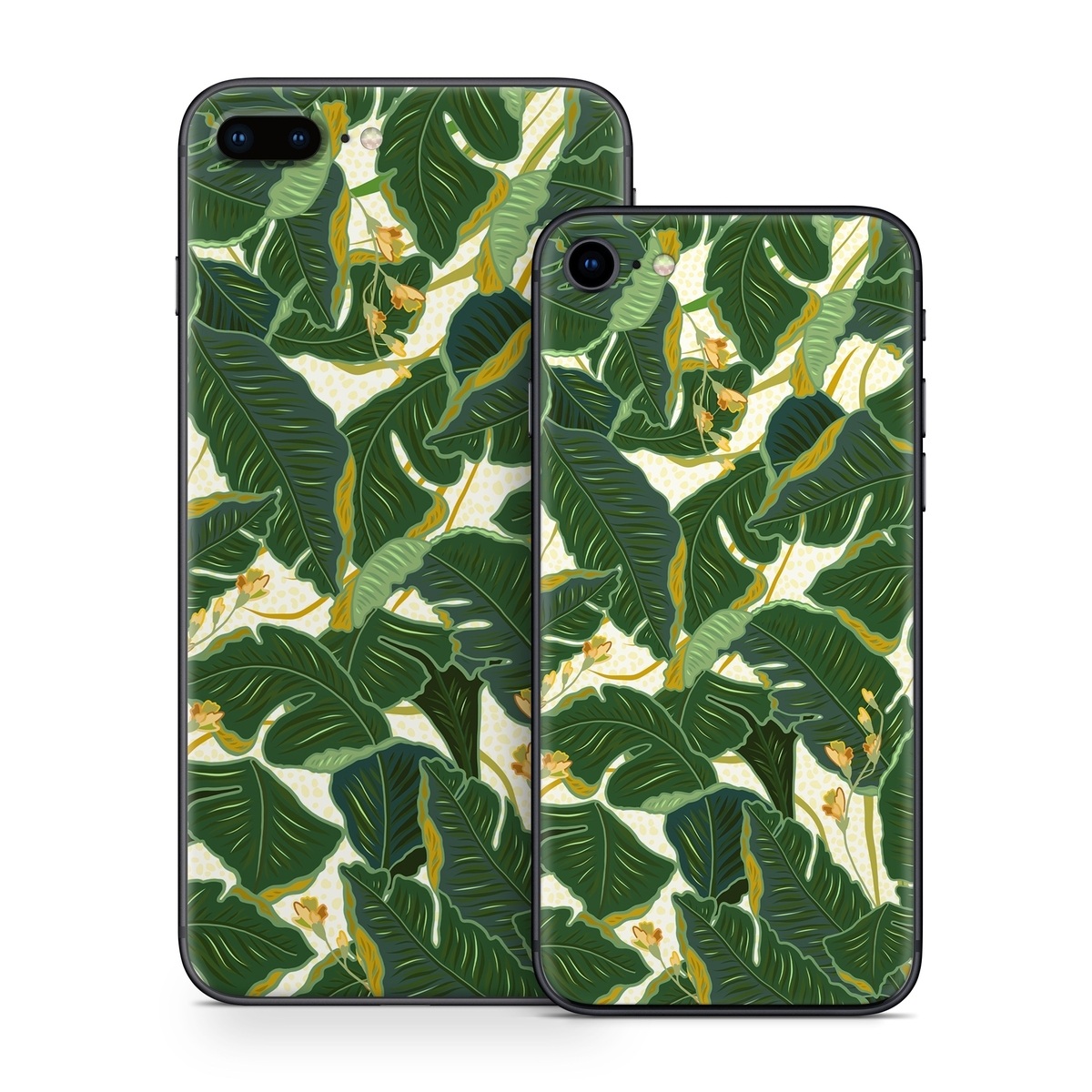 iPhone 8 Series Skin design of Leaf, Plant, Flower, Pattern, Botany, Tree, Design, Flowering plant, Arrowroot family, Terrestrial plant, with green, yellow colors