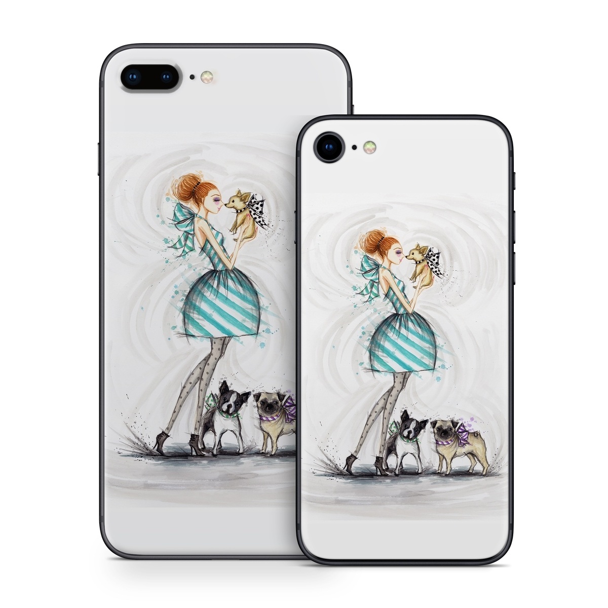 iPhone 8 Series Skin design of Illustration, Cartoon, Drawing, Art, Costume design, Fictional character, Fashion illustration, Sketch, with gray, black, white, blue, gray, yellow, brown colors