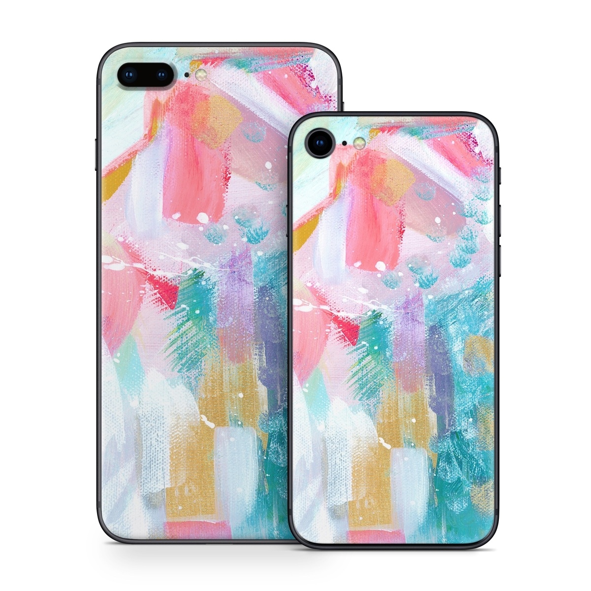 iPhone 8 Series Skin design of Colorfulness, Art paint, Paint, Pink, Creative arts, Art, Aqua, Magenta, Tints and shades, Font, with white, blue, pink, purple, green, yellow colors