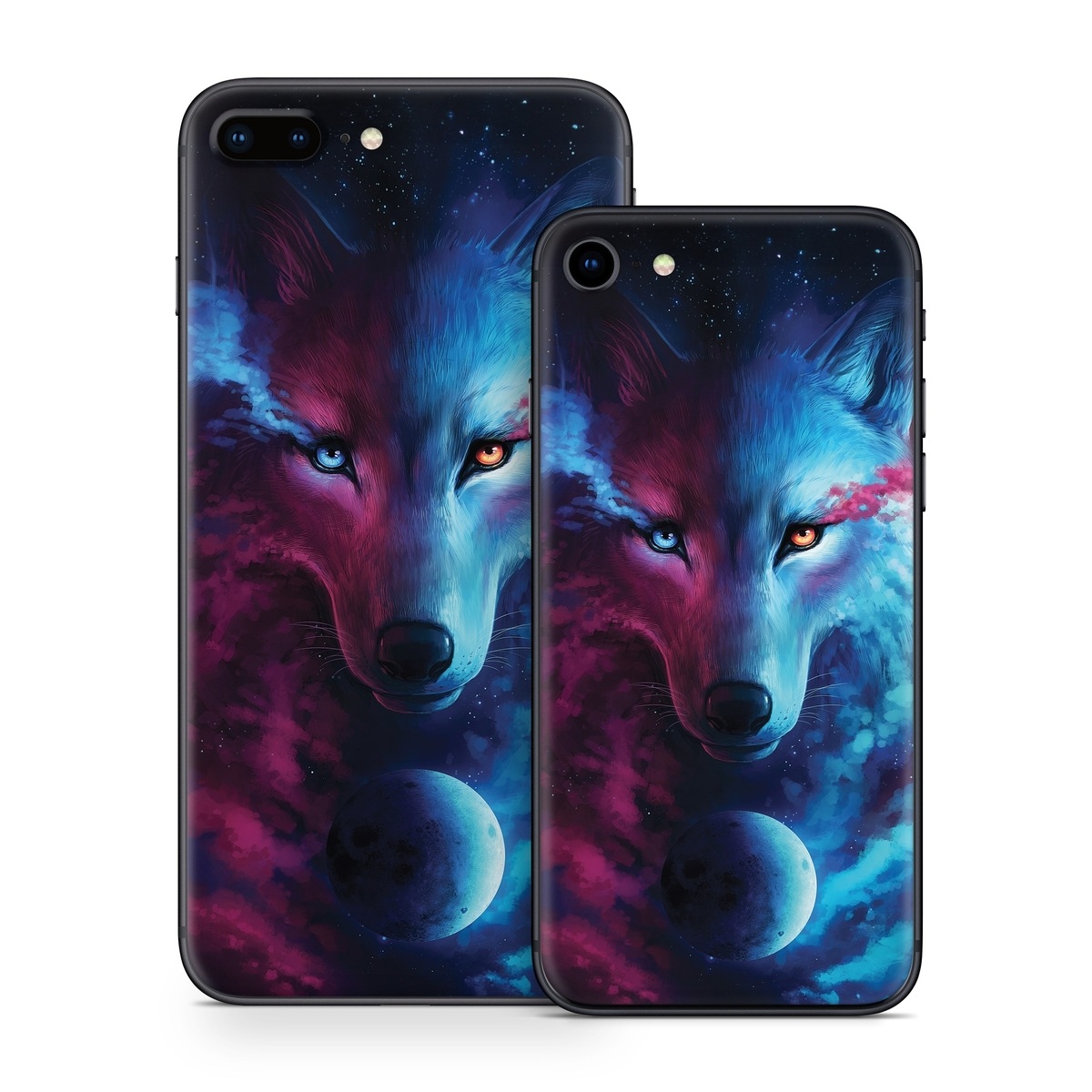iPhone 8 Series Skin design of Dog, Carnivore, Organism, Iris, Painting, Art, Whiskers, Cg artwork, Electric blue, Space, with black, blue, purple, red colors