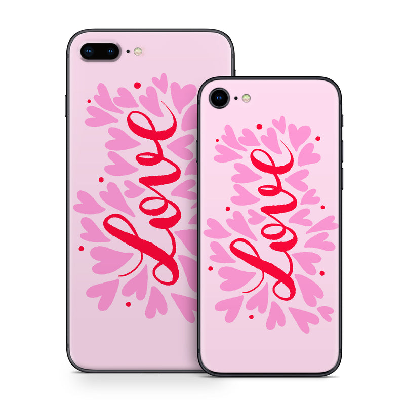 iPhone 8 Series Skin design of Plant, Pink, Font, Art, Magenta, Pattern, Logo, Peach, Event, Graphics, with pink, red colors