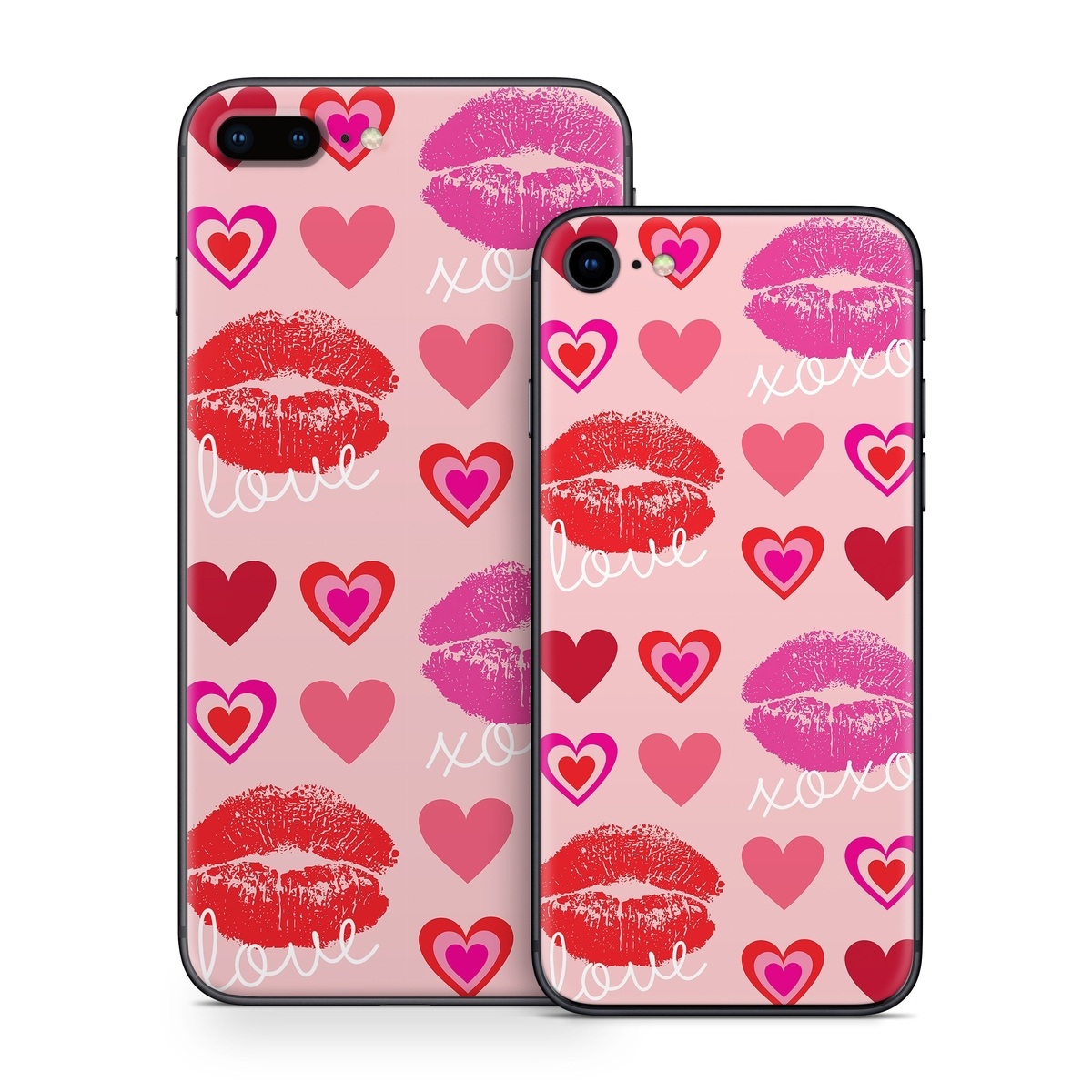 iPhone 8 Series Skin design of Organ, Pink, Red, Font, Material property, Magenta, Heart, Pattern, Happy, Love, with pink, red, white colors