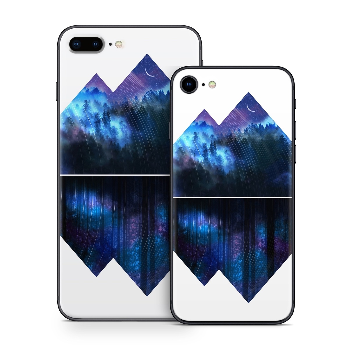 iPhone 8 Series Skin design of Blue, Cobalt blue, Pyramid, Pattern, Electric blue, Design, Fractal art, Sky, Triangle, Space, with white, blue, purple, black colors
