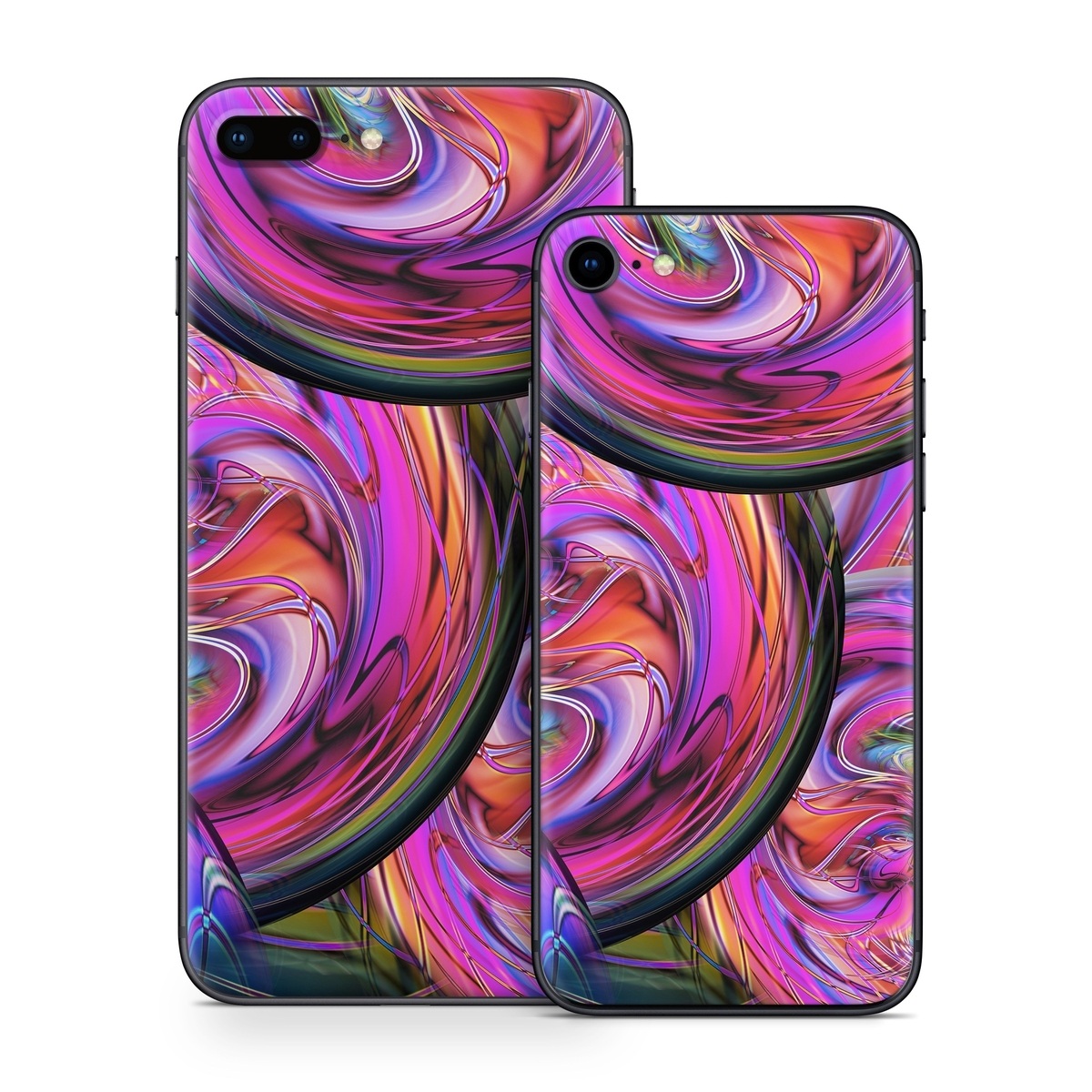 iPhone 8 Series Skin design of Pattern, Psychedelic art, Purple, Art, Fractal art, Design, Graphic design, Colorfulness, Textile, Visual arts, with purple, black, red, gray, blue, green colors