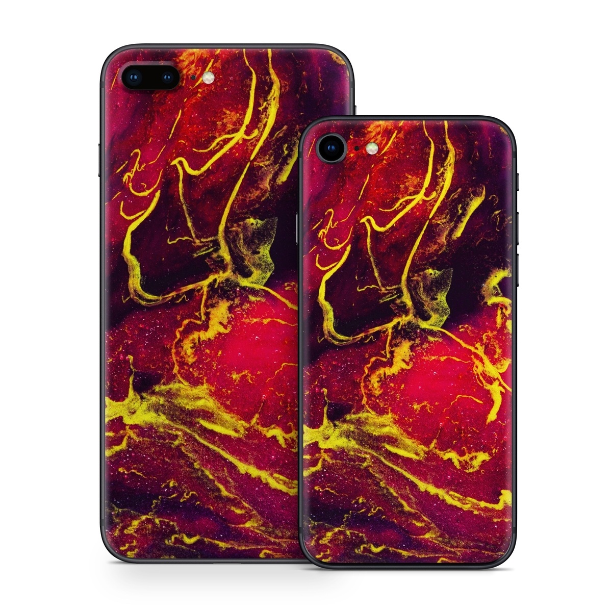 iPhone 8 Series Skin design of Red, Purple, Geological phenomenon, Pattern, Fractal art, Art, Fictional character, Graphics, with red, yellow, black colors