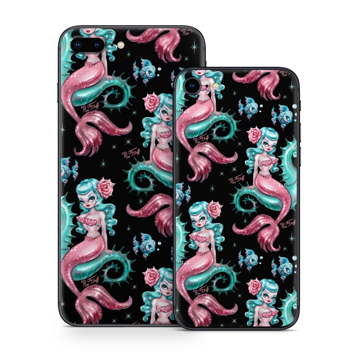 iPhone 8 Series Skin design of Pink, Pattern, Illustration, Organism, Design, Art, Textile, Visual arts, Graphic design, Fictional character, with black, green, pink, yellow colors