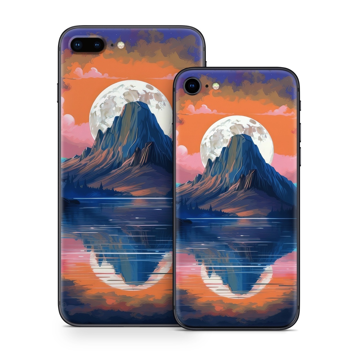 iPhone 8 Series Skin design of Water, Sky, Cloud, Daytime, World, Mountain, Natural Landscape, Azure, Paint, Plant, Tree, with black, blue, red, yellow, orange, pink, purple colors