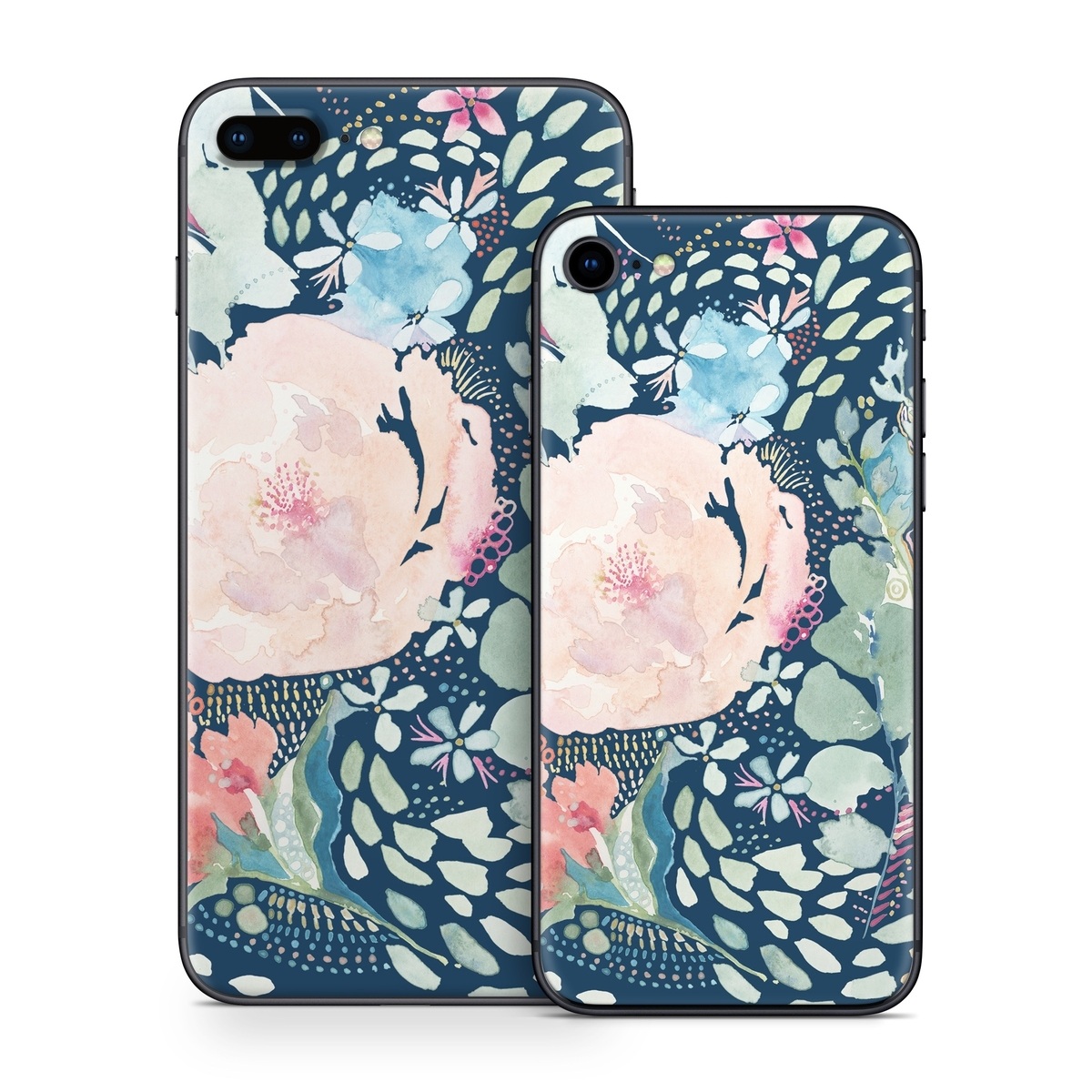 iPhone 8 Series Skin design of Flower, Plant, Petal, Botany, Textile, Sleeve, Creative arts, Art, Painting, Aqua, with blue, pink, green, white, orange, yellow, red colors