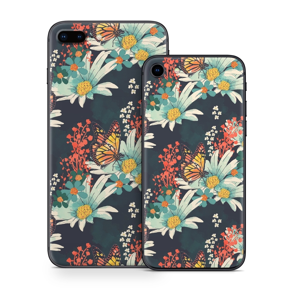 iPhone 8 Series Skin design of Floral design, Pattern, Flower, Floristry, Textile, Botany, Plant, Visual arts, Design, Flower Arranging, with black, gray, green, red, blue, pink colors