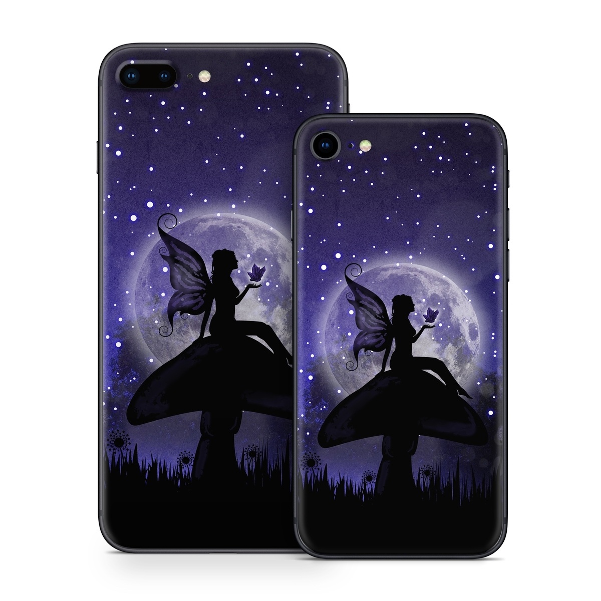 iPhone 8 Series Skin design of Purple, Sky, Moonlight, Cg artwork, Fictional character, Darkness, Night, Illustration, Space, Star, with black, blue, gray, purple colors