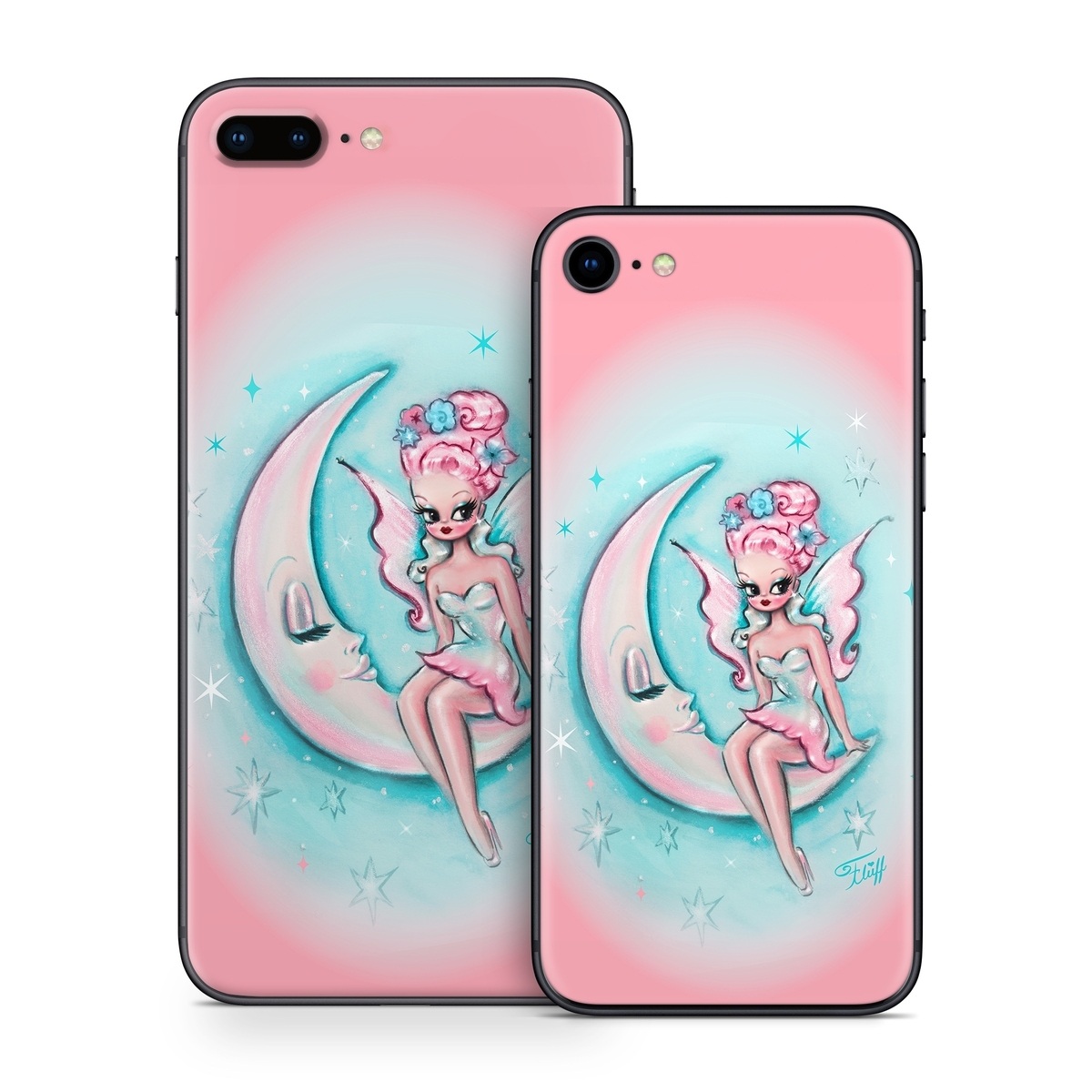 iPhone 8 Series Skin design of Fictional character, Angel, Cartoon, Pink, Illustration, Mythical creature, Art, with blue, pink, white colors