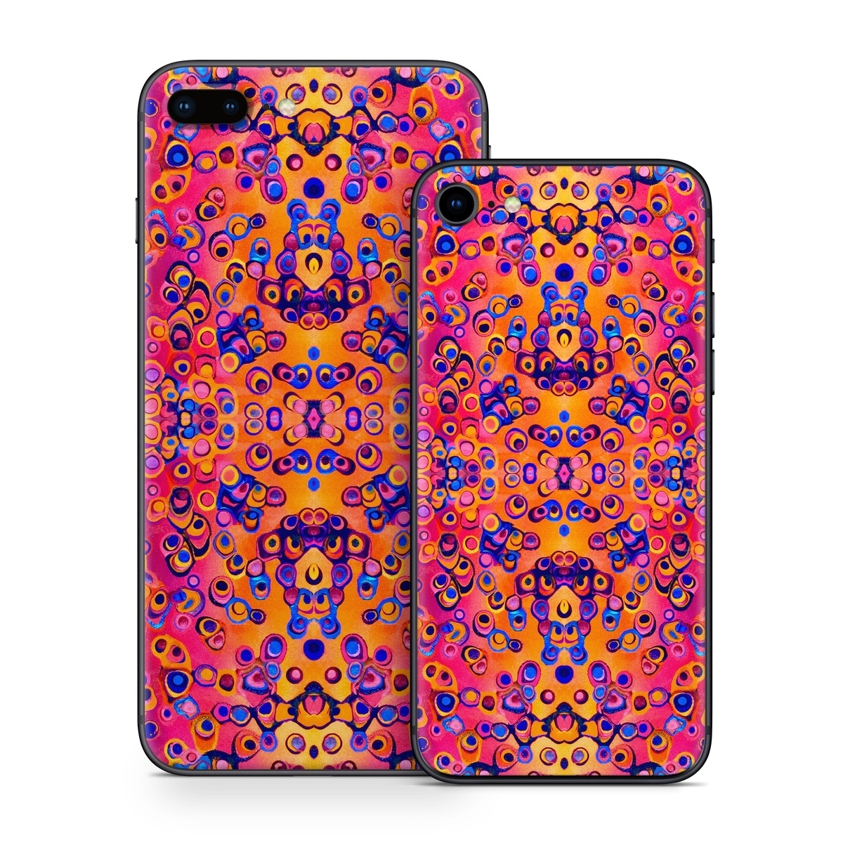 iPhone 8 Series Skin design of Pattern, Psychedelic art, Symmetry, with orange, purple, blue, pink colors