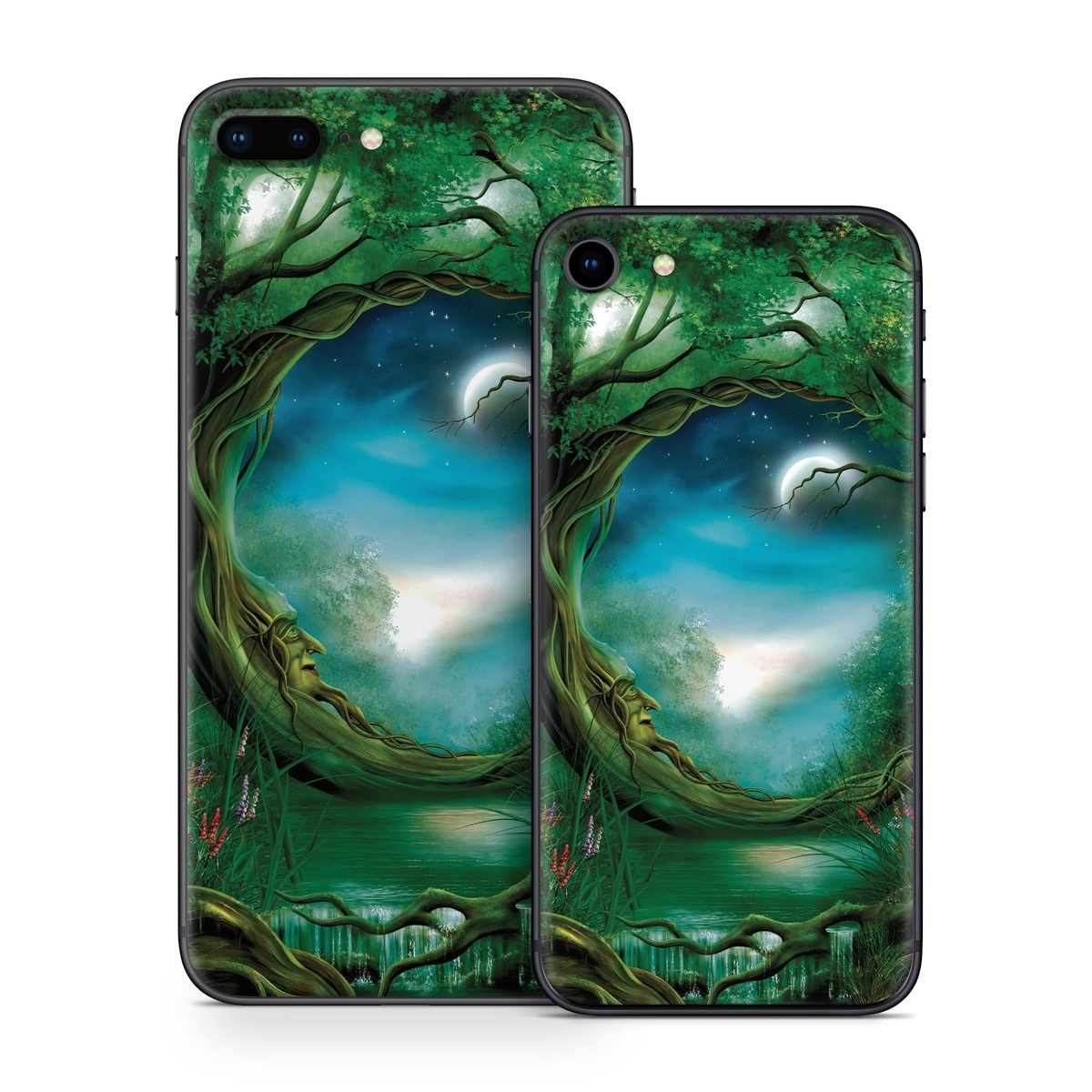 iPhone 8 Series Skin design of Fractal art, Art, Organism, Fictional character, Earth, Cg artwork, with black, blue, green, gray colors