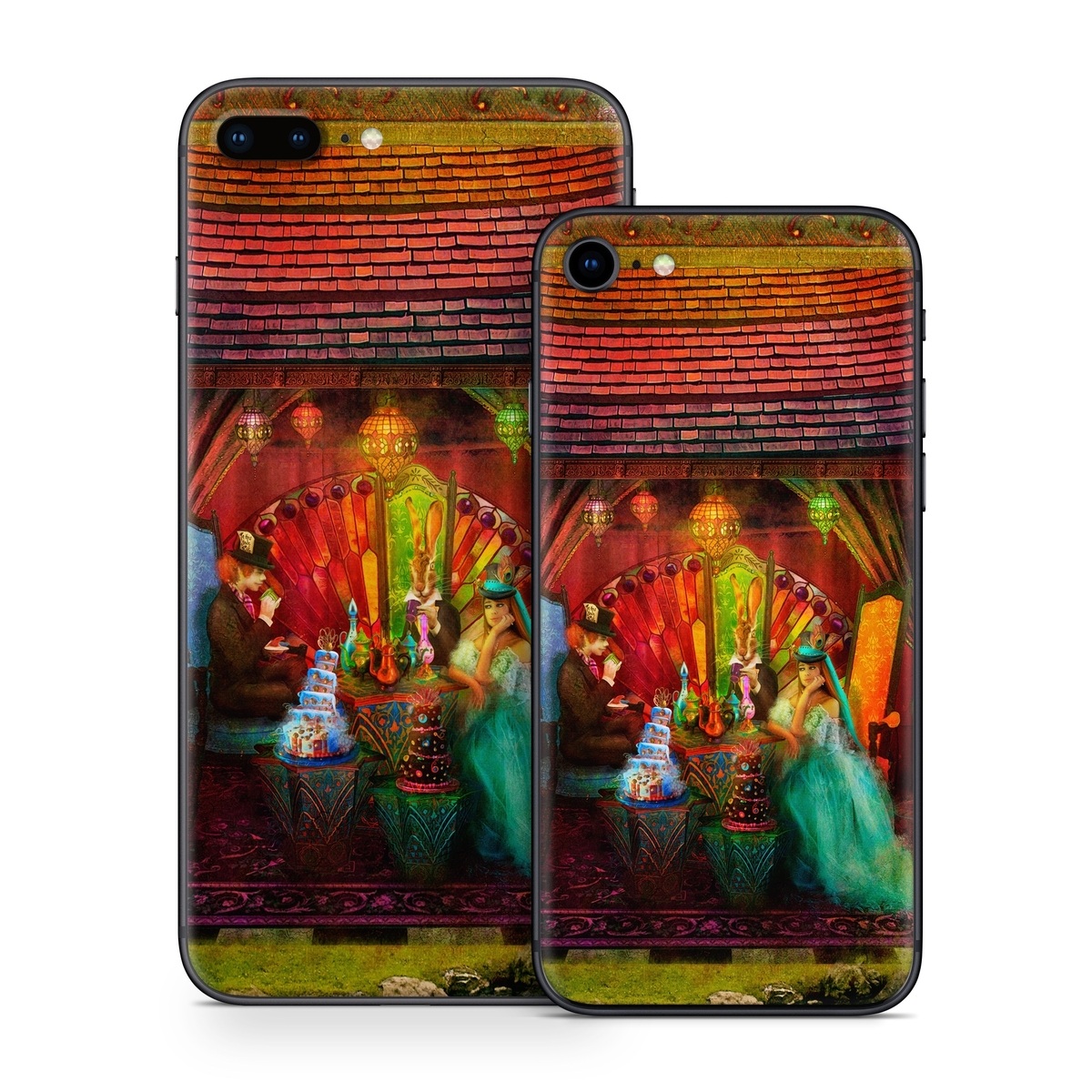 iPhone 8 Series Skin design of Hindu temple, Temple, Art, Painting, Place of worship, Stage, Fictional character, with black, red, green, blue, gray colors