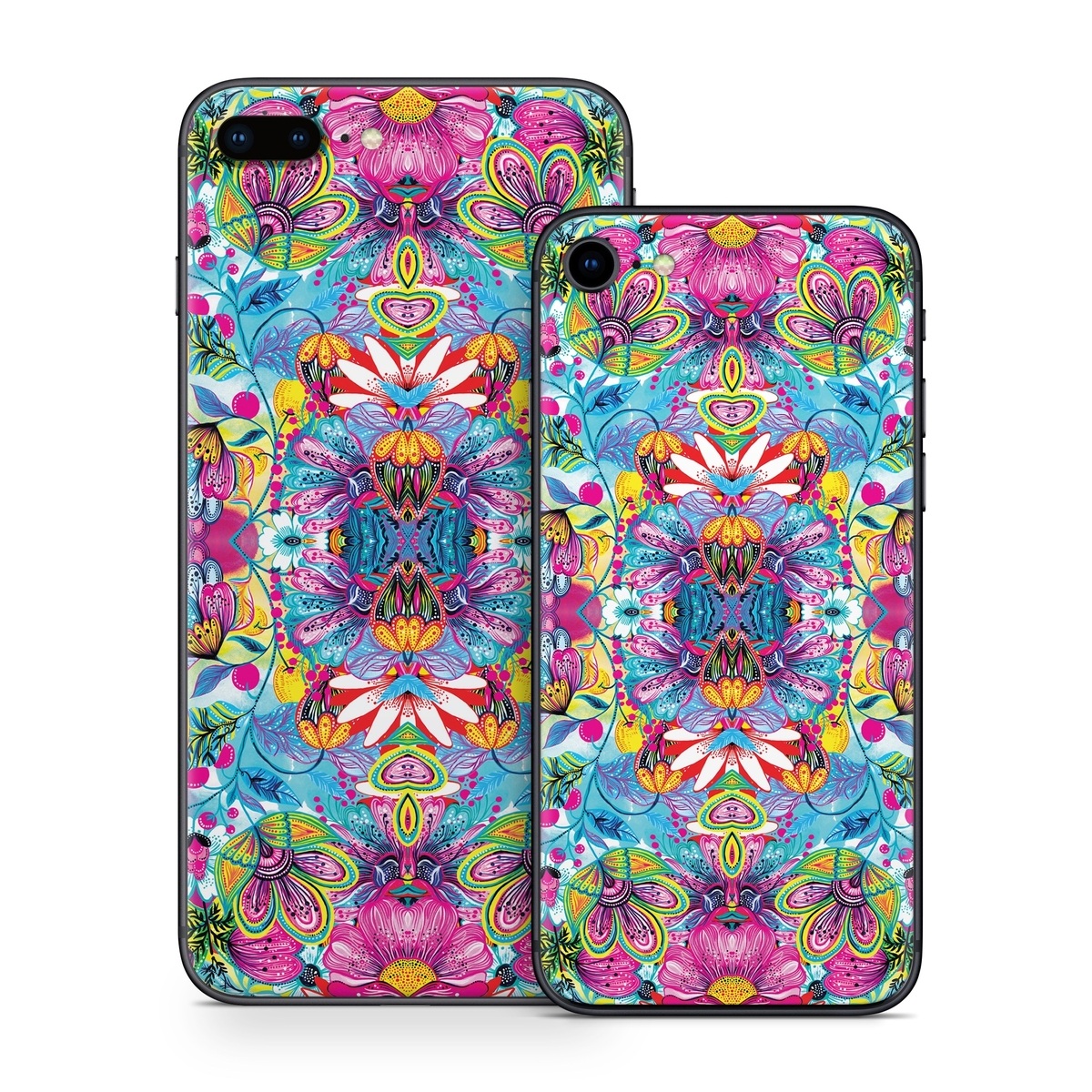 iPhone 8 Series Skin design of Pattern, Psychedelic art, Design, Textile, Visual arts, Art, Magenta, Motif, Symmetry, Paisley, with pink, blue, purple, yellow, orange, green, red colors