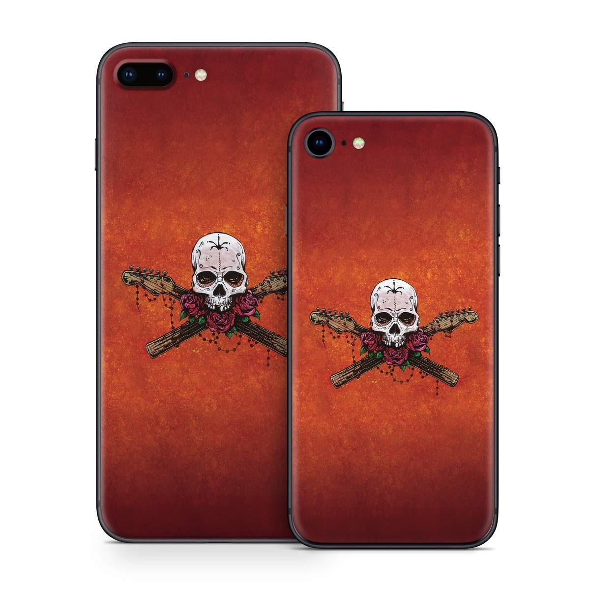 iPhone 8 Series Skin design of Sleeve, Orange, Skull, Font, Bone, Art, T-shirt, Symbol, Circle, Emblem, with black, white, gray, brown, red, green colors
