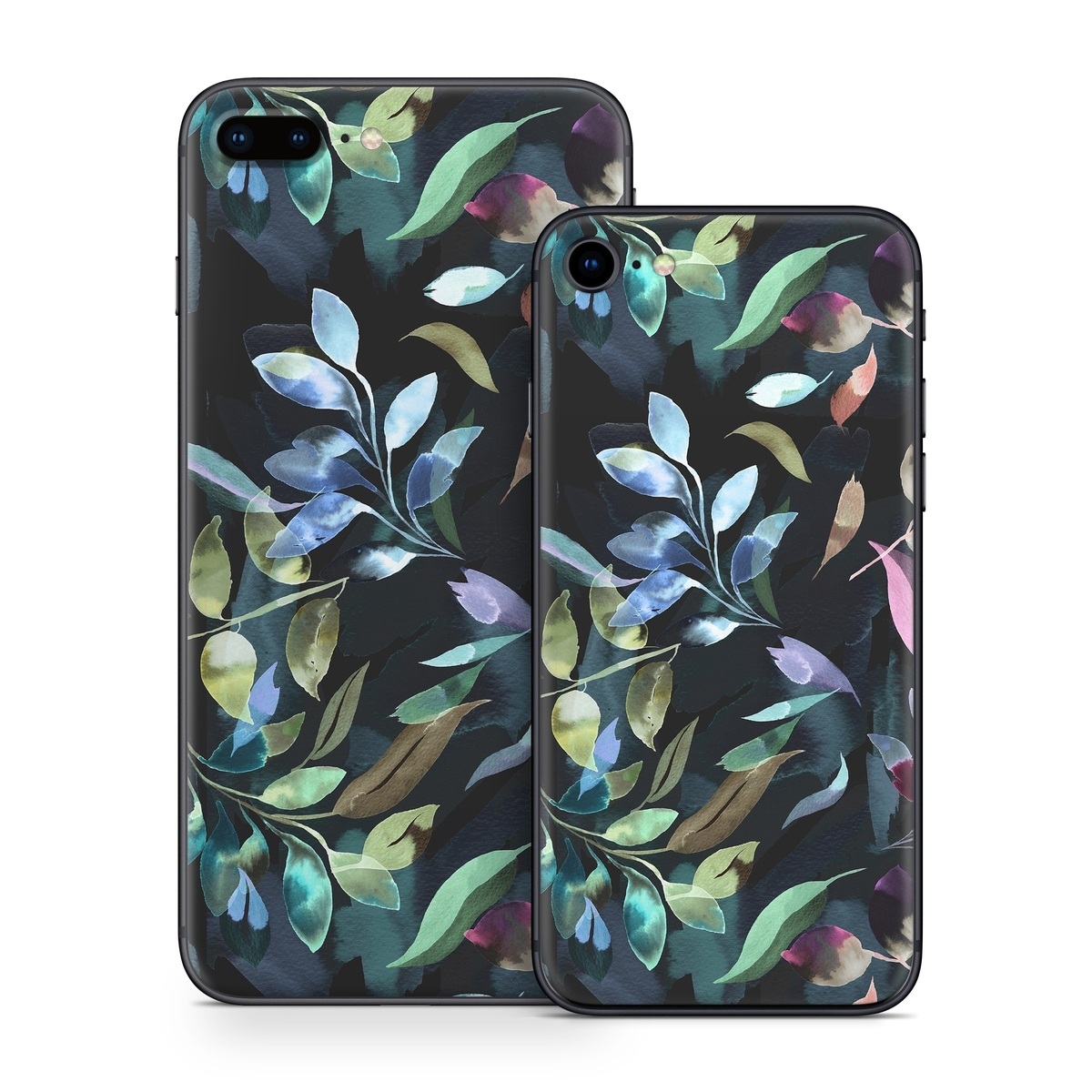 iPhone 8 Series Skin design of Flower, Leaf, Plant, Botany, Organism, Line, Art, Petal, Groundcover, Terrestrial plant, with black, blue, green, purple, pink, red, white colors