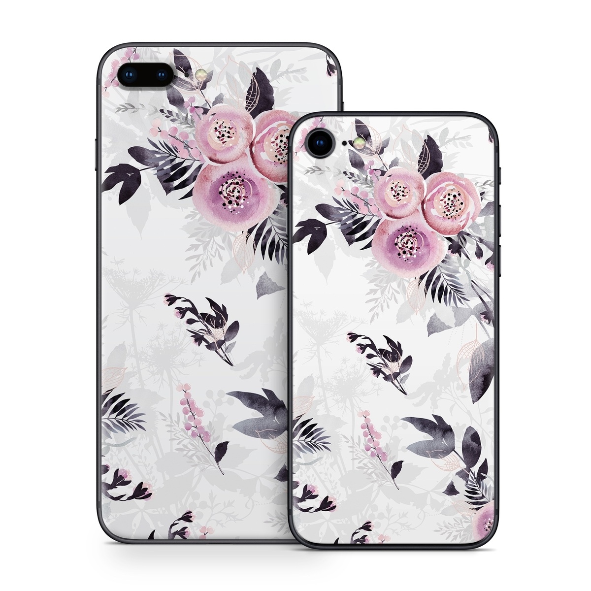 iPhone 8 Series Skin design of Pink, Pattern, Design, Floral design, Textile, Plant, Flower, Magenta, Petal, Wallpaper, with white, purple, pink, black, gray colors