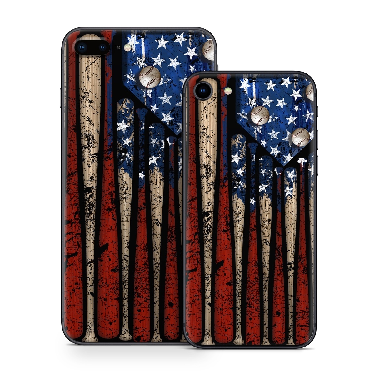iPhone 8 Series Skin design of Baseball bat, Baseball equipment, with black, red, gray, green, blue colors