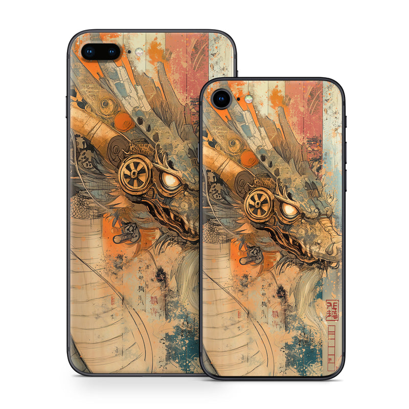 iPhone 8 Series Skin design of Visual arts, Painting, Illustration, Fictional character, CG artwork, Modern art, Graphics, Graphic design, Mythical creature, Art Paint, with yellow, orange, black, gray, red colors