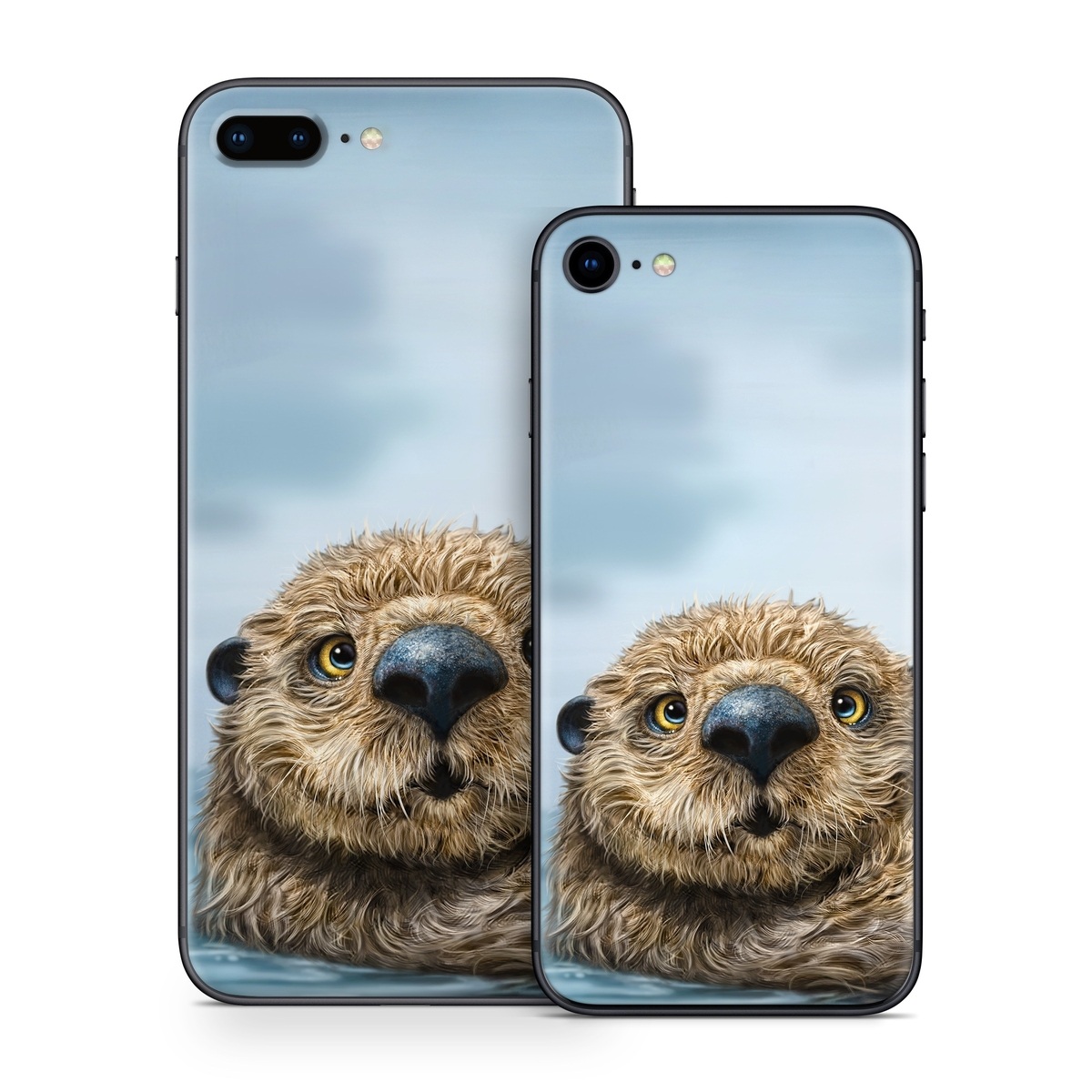 iPhone 8 Series Skin design of Mammal, Vertebrate, Otter, Sea otter, North american river otter, Marine mammal, Terrestrial animal, Mustelidae, Snout, Organism, with gray, black, blue, green, red colors