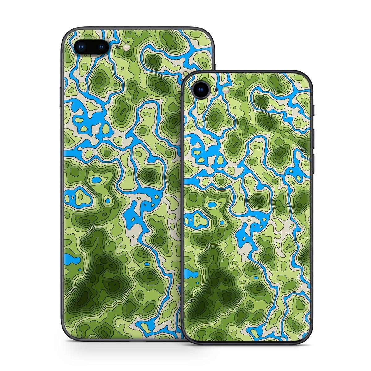iPhone 8 Series Skin design of Botany, Azure, Organism, Vegetation, Aqua, Terrestrial plant, Symmetry, Electric blue, Pattern, Art, with green, blue colors