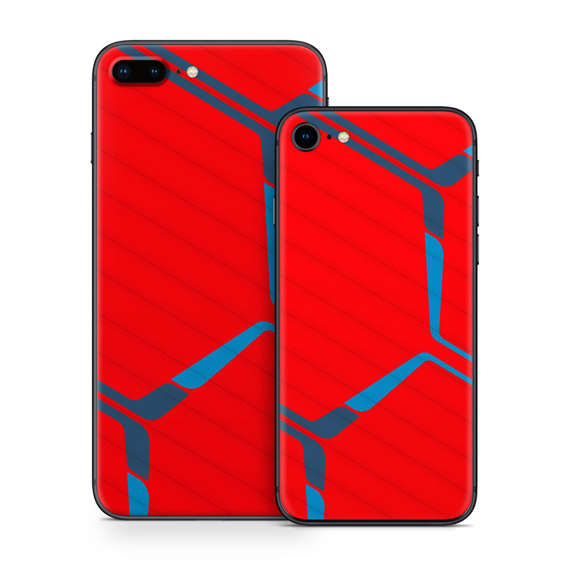 iPhone 8 Series Skin design of Triangle, Font, Rectangle, Tints and shades, Magenta, Electric blue, Pattern, Parallel, Symmetry, Carmine, with red, blue colors