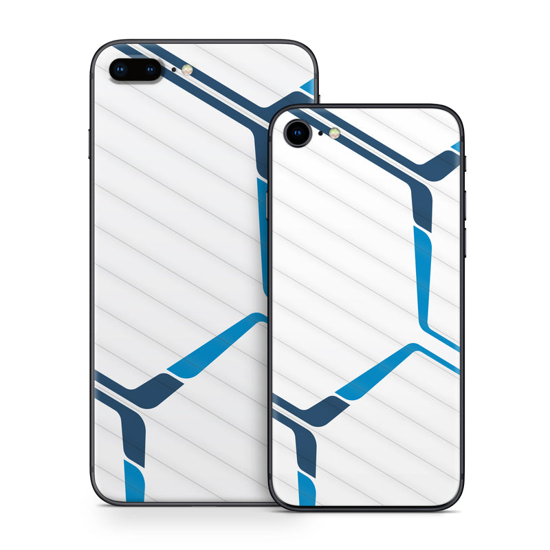 iPhone 8 Series Skin design of Textile, Sleeve, Font, Parallel, Pattern, Electric blue, Jersey, Sportswear, Symmetry, Graphics, with white, blue colors