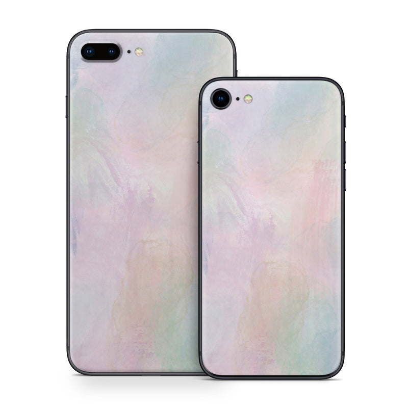 iPhone 8 Series Skin design of White, Pink, Brown, Visual arts, Art Paint, Purple, Painting, Paint, Watercolor painting, Acrylic paint, with blue, pink, white, yellow, orange, green colors