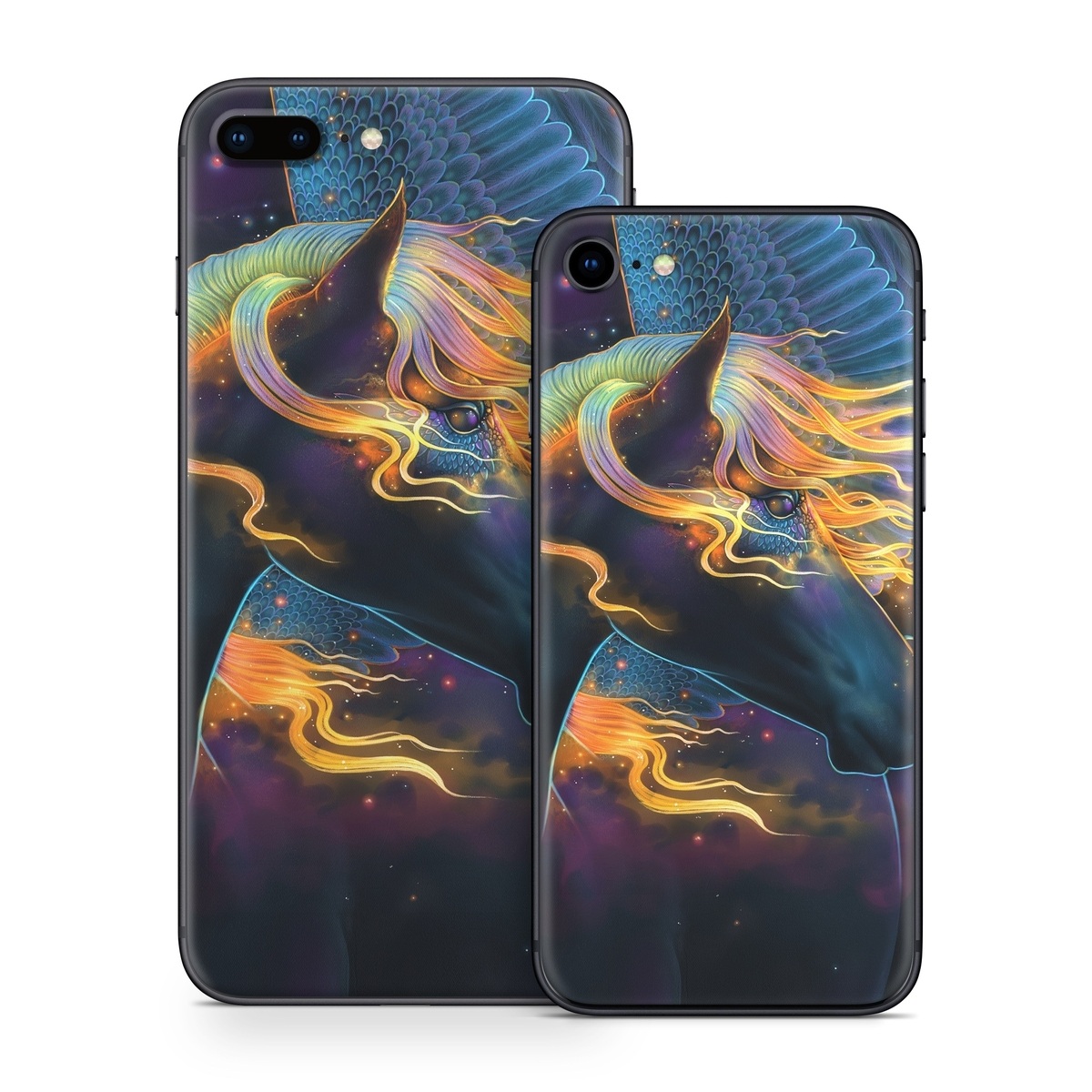 iPhone 8 Series Skin design of Organism, Astronomical object, Art, Electric blue, Space, Darkness, Liquid, Science, Graphics, Visual arts, with black, blue, yellow, white, orange, purple, red colors