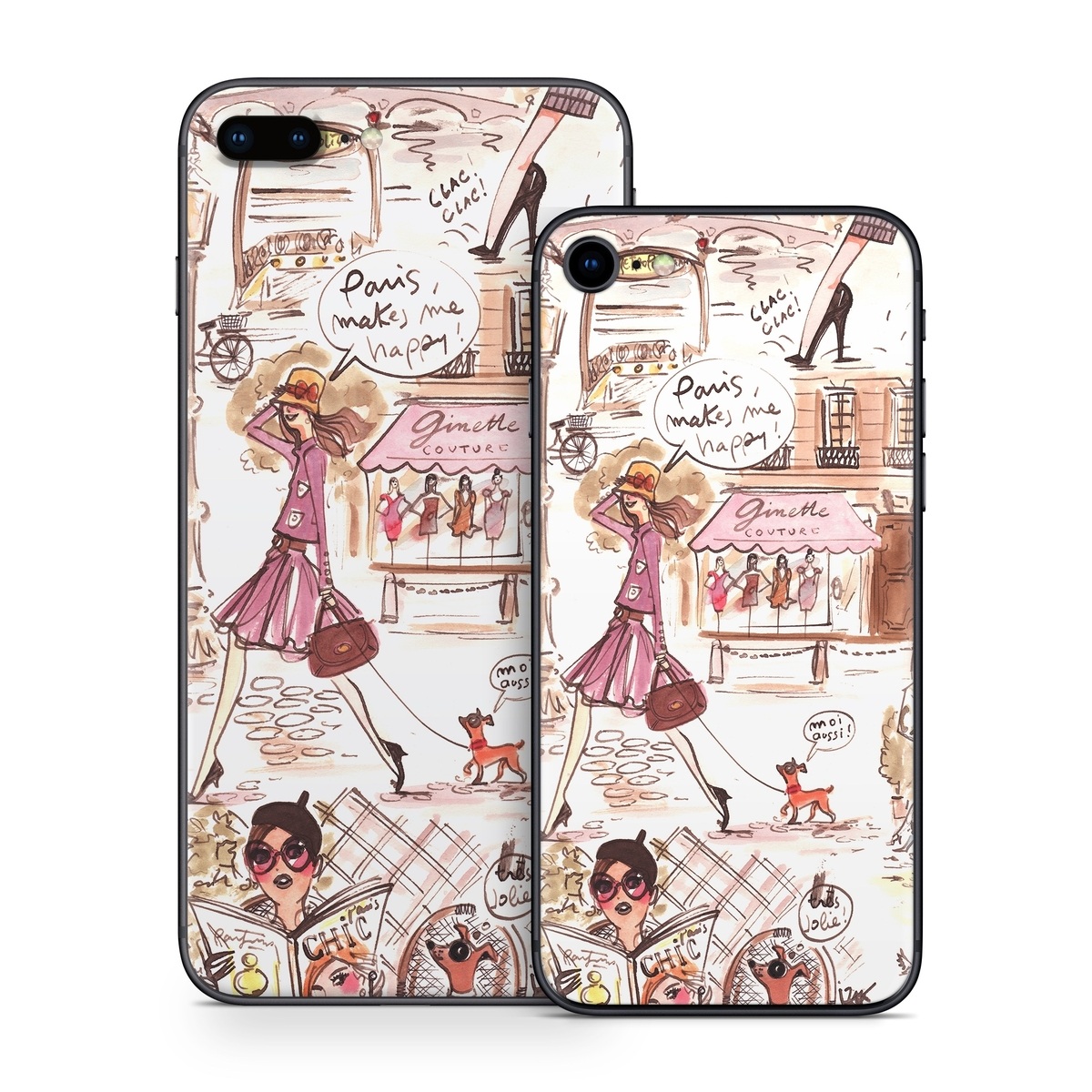 iPhone 8 Series Skin design of Cartoon, Illustration, Comic book, Fiction, Comics, Art, Human, Organism, Fictional character, Style, with gray, white, pink, red, yellow, green colors