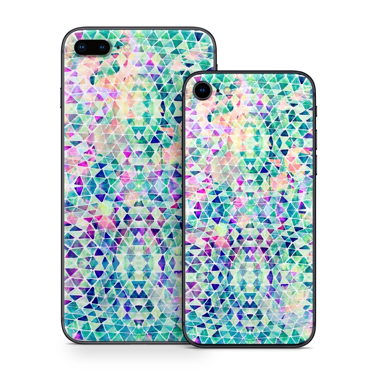 iPhone 8 Series Skin design of Pattern, Aqua, Line, Teal, Purple, Turquoise, Design, with white, blue, purple, orange, green colors
