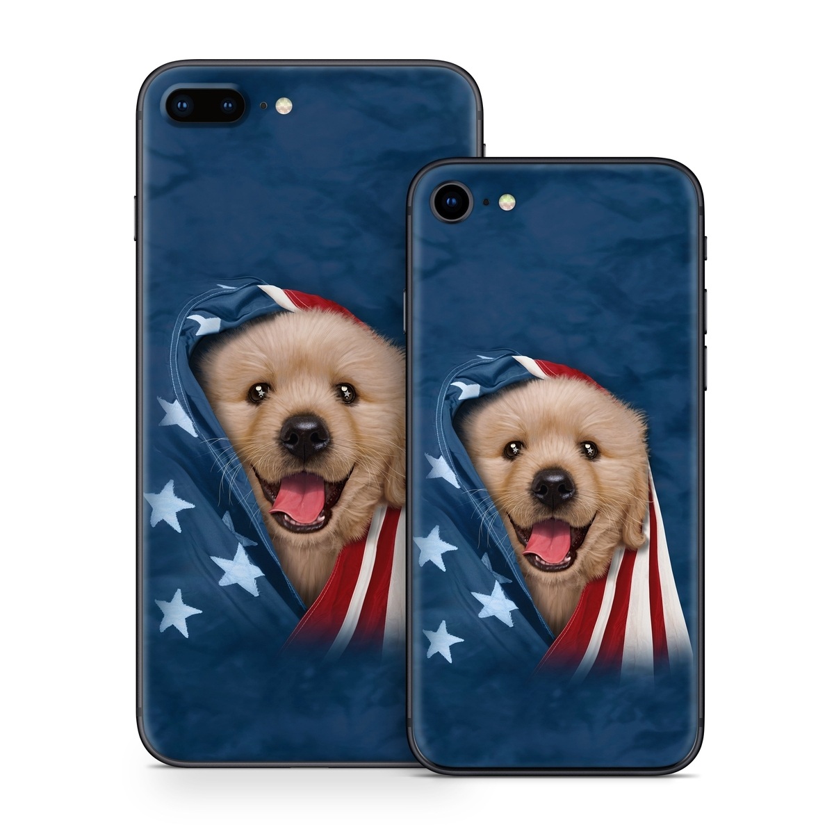 iPhone 8 Series Skin design of Dog, Canidae, Mammal, Dog breed, Carnivore, Puppy, Snout, Companion dog, Sporting Group, Pomeranian, with yellow, black, brown, white, blue, red colors