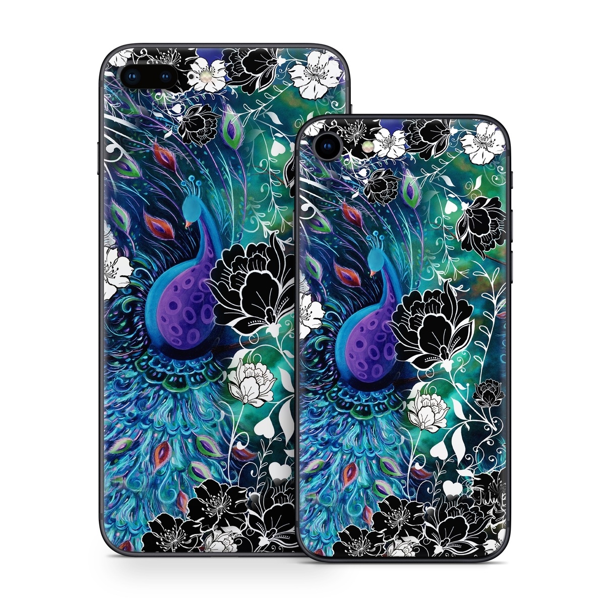 iPhone 8 Series Skin design of Pattern, Psychedelic art, Organism, Turquoise, Purple, Graphic design, Art, Design, Illustration, Fractal art, with black, blue, gray, green, white colors