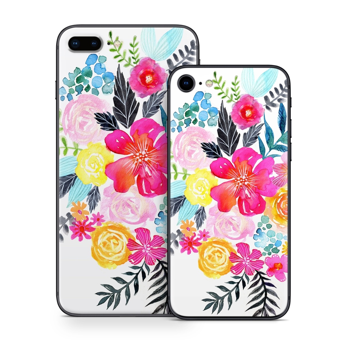 iPhone 8 Series Skin design of Flower, Clip art, Bouquet, Plant, Illustration, Floral design, Pink, Petal, Botany, Design, with white, pink, orange, red, yellow, blue, black, green colors