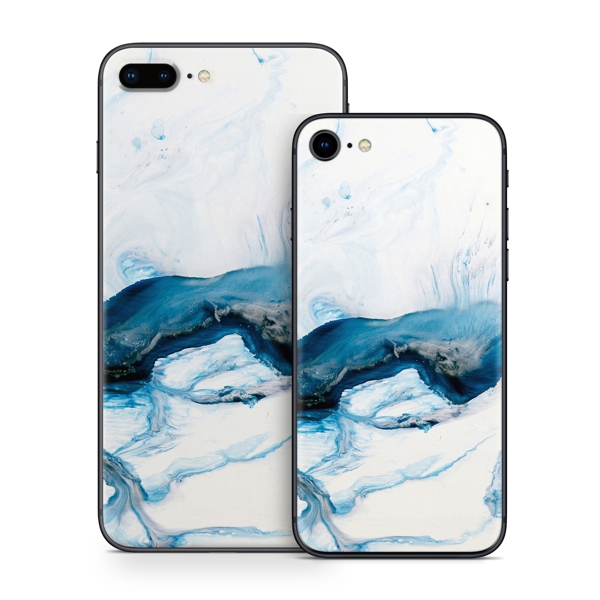 iPhone 8 Series Skin design of Glacial landform, Blue, Water, Glacier, Sky, Arctic, Ice cap, Watercolor paint, Drawing, Art, with white, blue, black colors