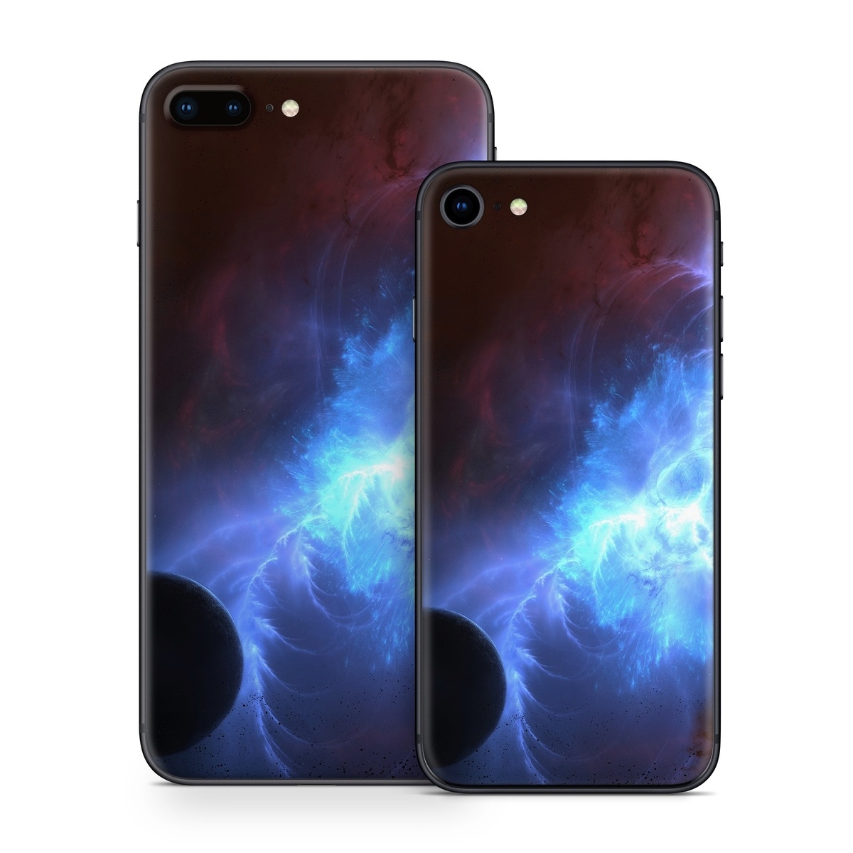 iPhone 8 Series Skin design of Sky, Atmosphere, Outer space, Space, Astronomical object, Fractal art, Universe, Electric blue, Art, Organism, with black, blue, purple colors