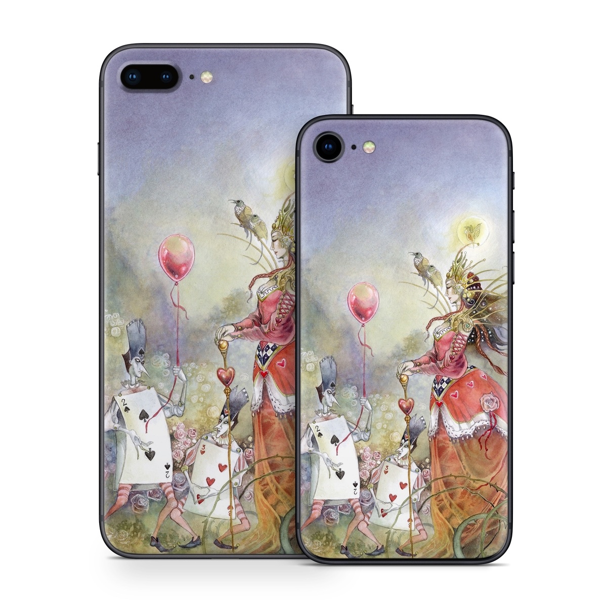 iPhone 8 Series Skin design of Watercolor paint, Painting, Art, Illustration, Spring, Flower, Fictional character, Blossom, Plant, Visual arts, with red, pink, white, black, blue, yellow, green colors