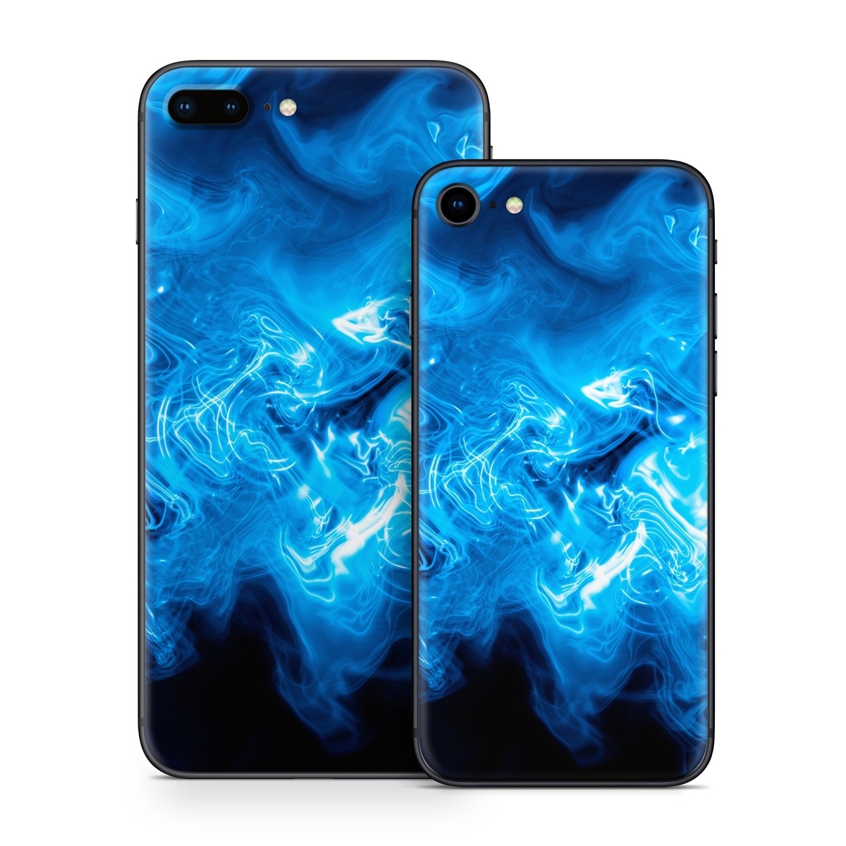 iPhone 8 Series Skin design of Blue, Water, Electric blue, Organism, Pattern, Smoke, Liquid, Art, with blue, black, purple colors