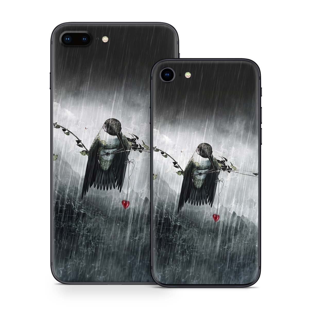iPhone 8 Series Skin design of Water, Cg artwork, Graphic design, Fictional character, Darkness, Illustration, with black, gray, white, red colors