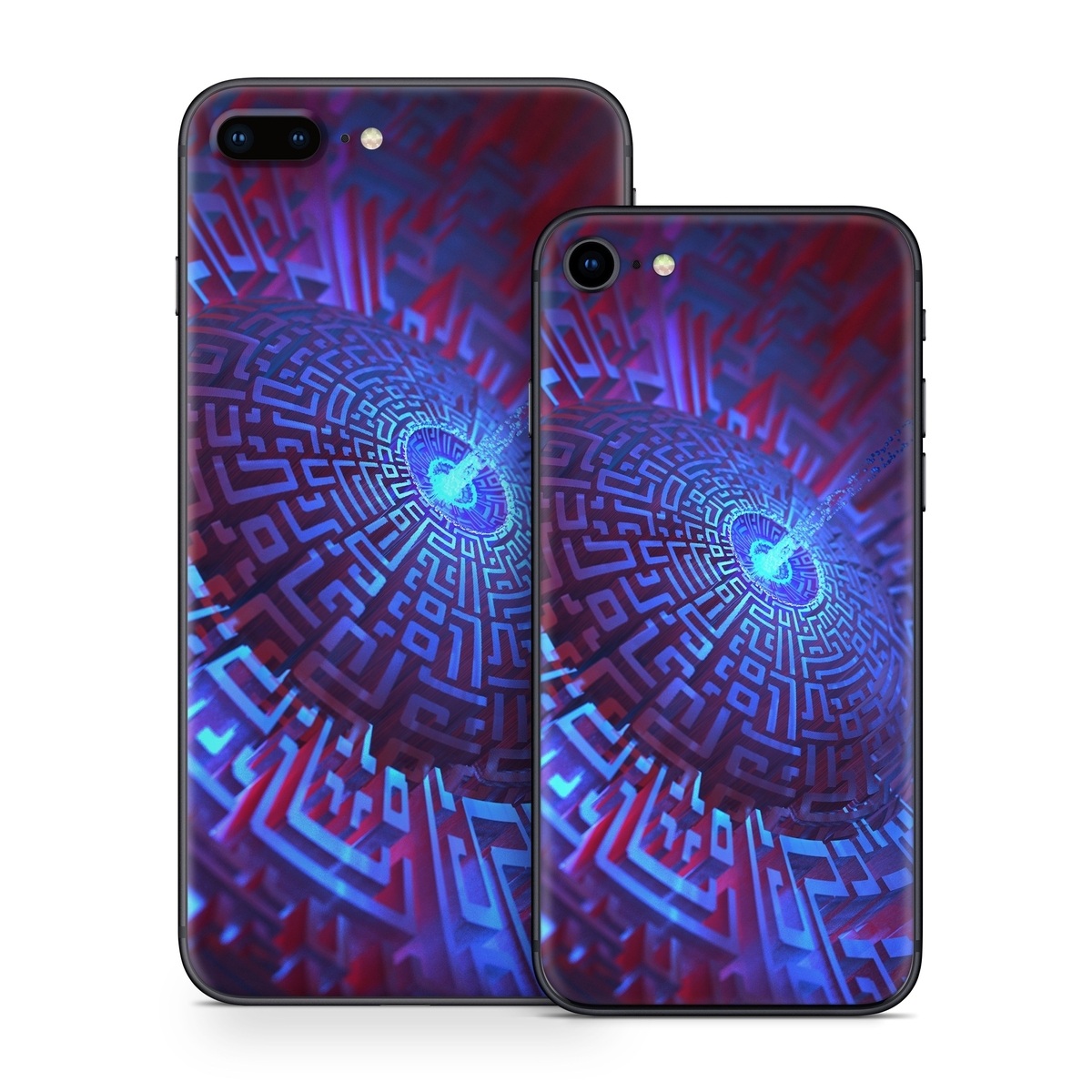 iPhone 8 Series Skin design of Blue, Light, Fractal art, Electric blue, Purple, Water, Psychedelic art, Organism, Art, Spiral, with black, blue colors
