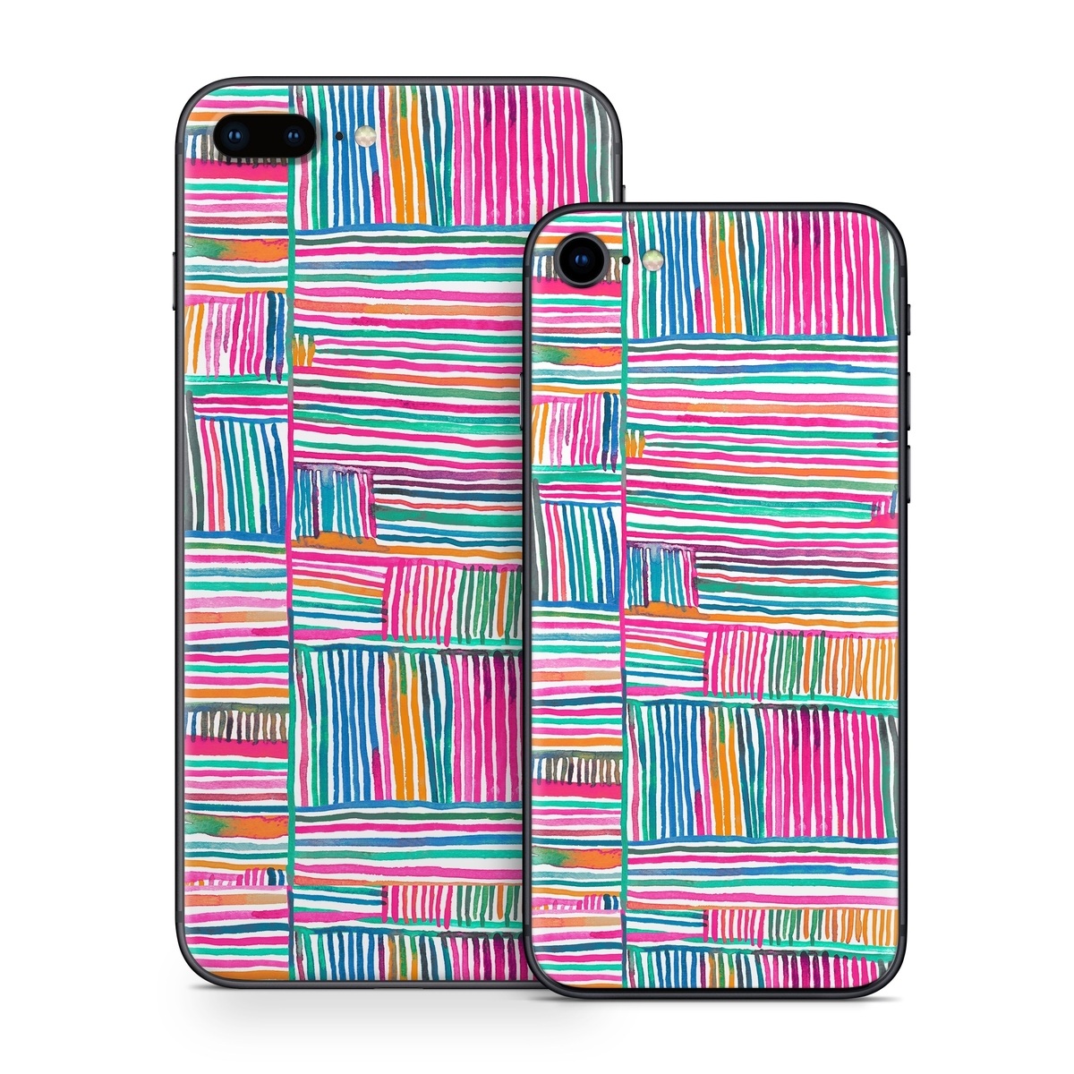 iPhone 8 Series Skin design of Colorfulness, Product, Rectangle, Azure, Textile, Art, Aqua, Material property, Magenta, Tints and shades, with white, pink, orange, green, blue, yellow colors