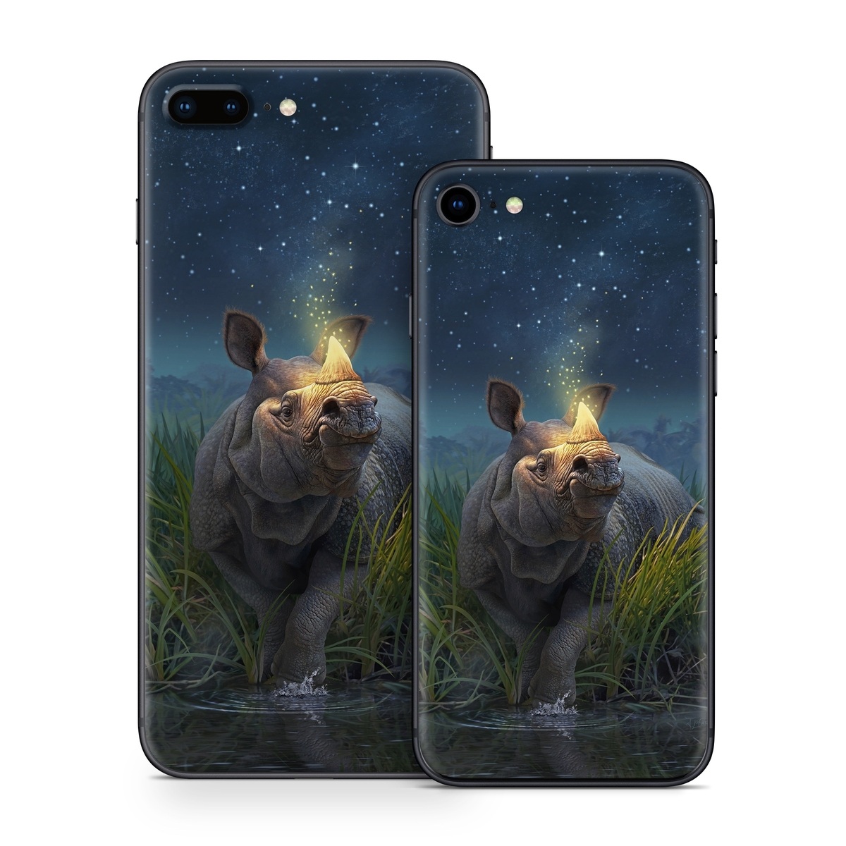 iPhone 8 Series Skin design of Wildlife, Sky, Photography, Grass, Fawn, with blue, green, gray, yellow, white colors