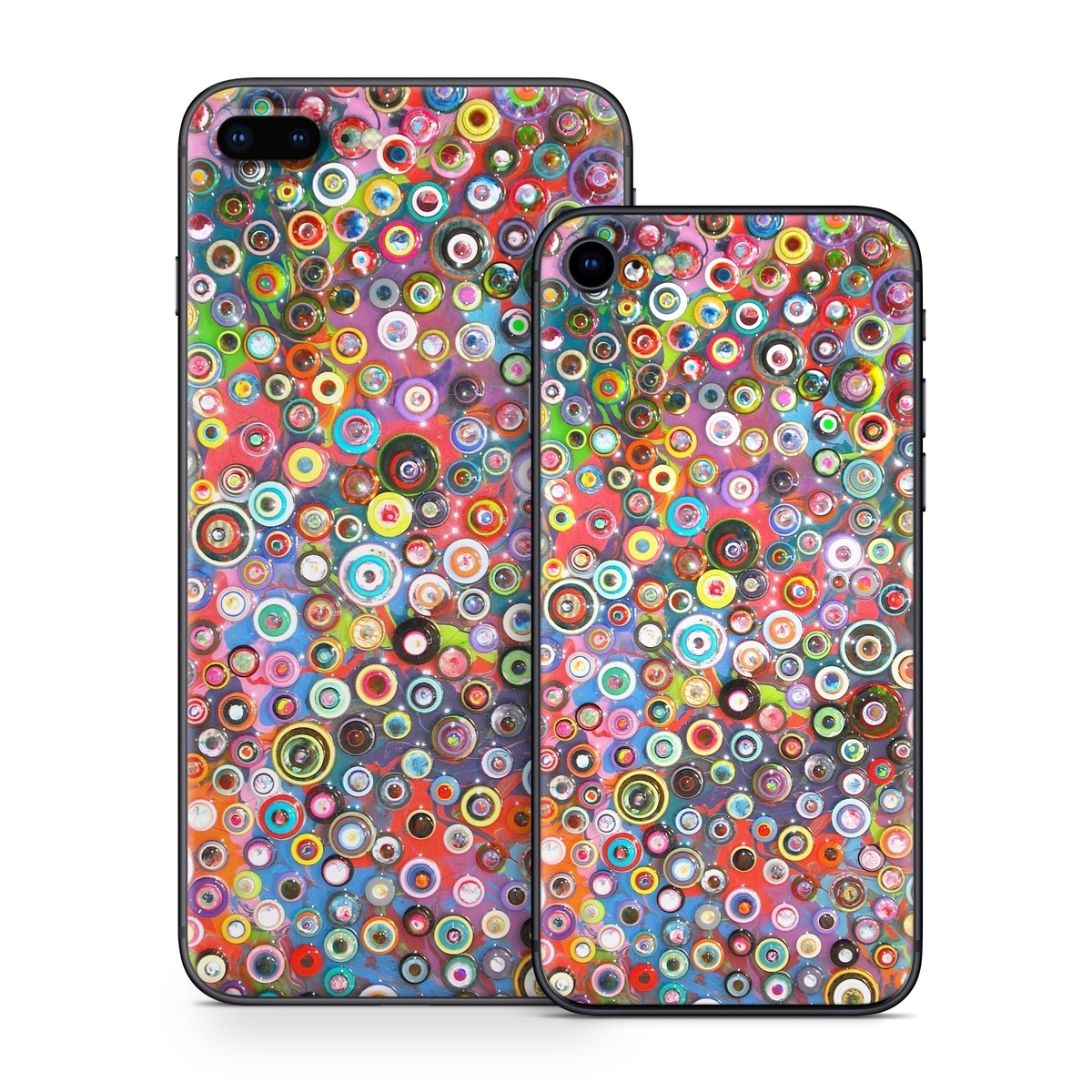 iPhone 8 Series Skin design of Pattern, Design, Textile, Visual arts, Circle, Art, with red, pink, blue, green, yellow, blue, orange colors