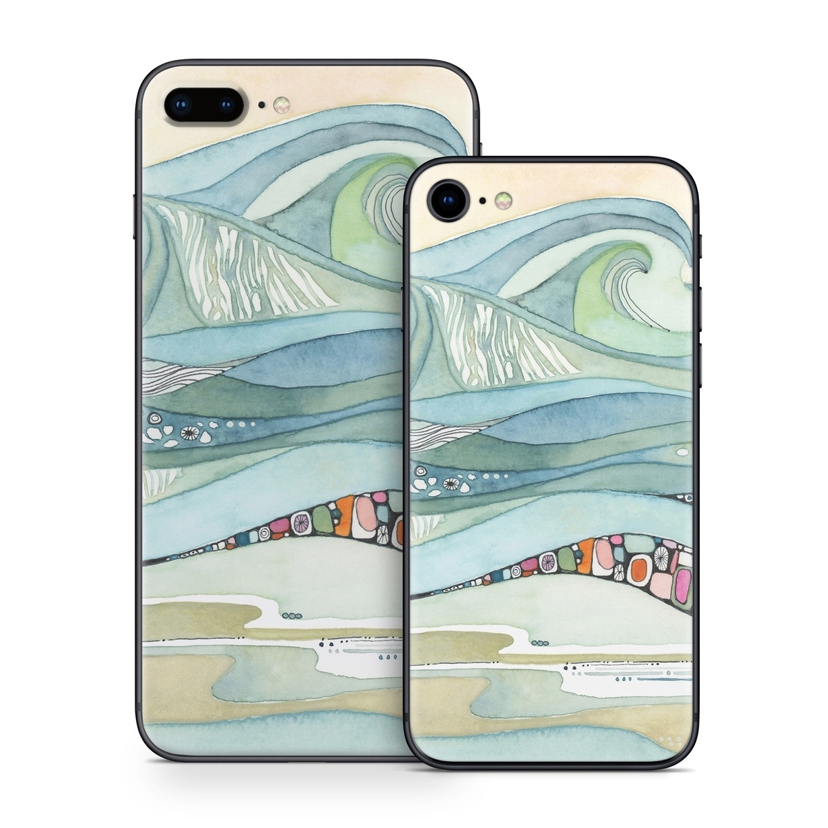iPhone 8 Series Skin design of Line, Illustration, Art, with blue, green, orange, pink, black, white, yellow colors