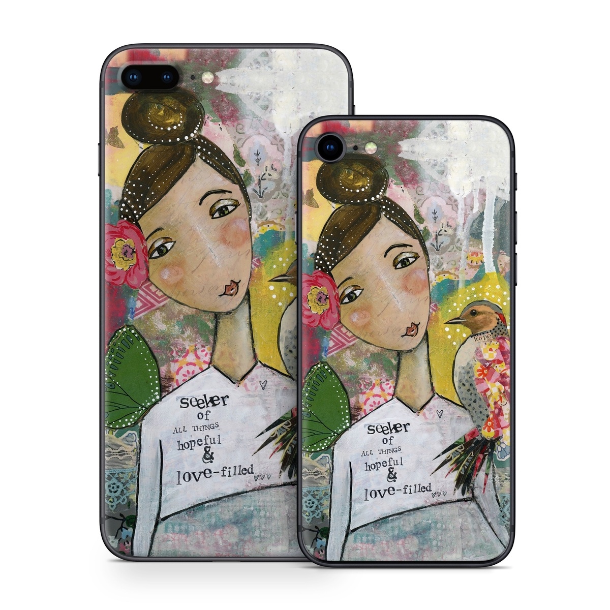 iPhone 8 Series Skin design of Art, Painting, Illustration, Visual arts, Watercolor paint, Acrylic paint, Flower, Plant, Paint, Modern art, with white, green, pink, red, yellow colors