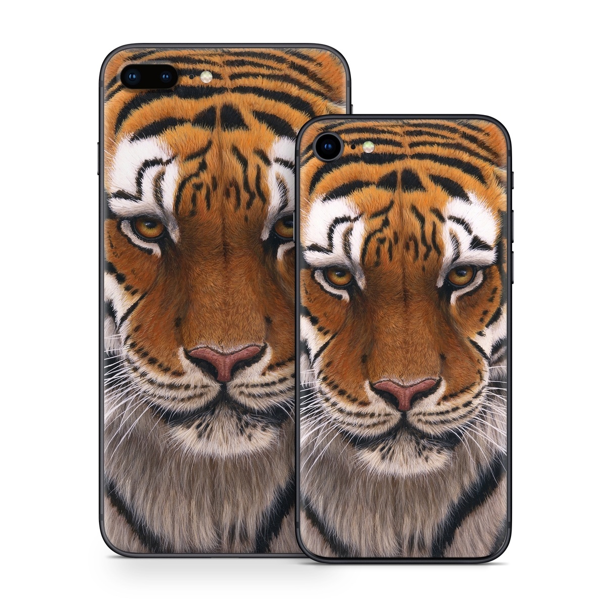iPhone 8 Series Skin design of Tiger, Mammal, Wildlife, Terrestrial animal, Vertebrate, Bengal tiger, Whiskers, Siberian tiger, Felidae, Snout, with black, gray, red, green, pink colors