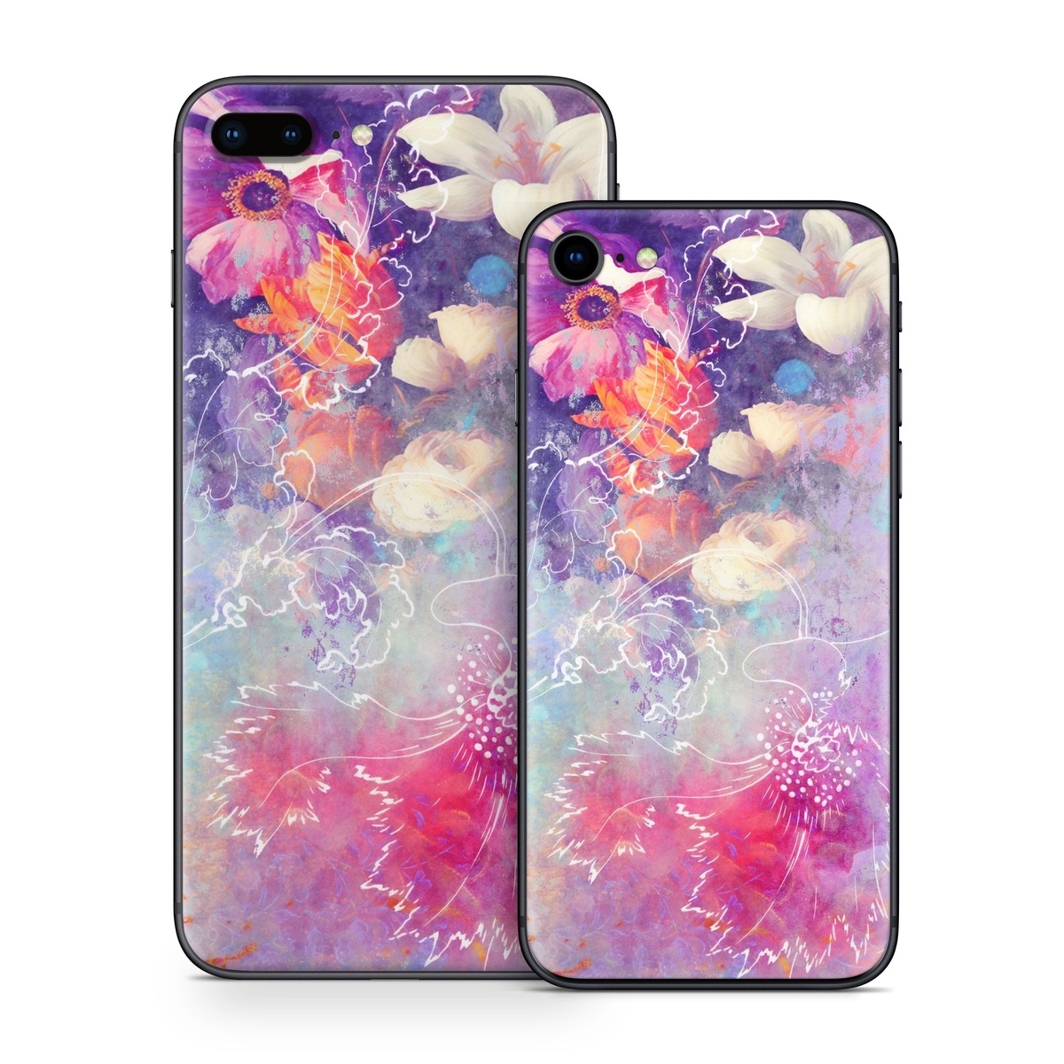 iPhone 8 Series Skin design of Purple, Violet, Pink, Graphic design, Illustration, Sky, Art, Design, Watercolor paint, Graphics, with purple, white, red, orange, blue colors